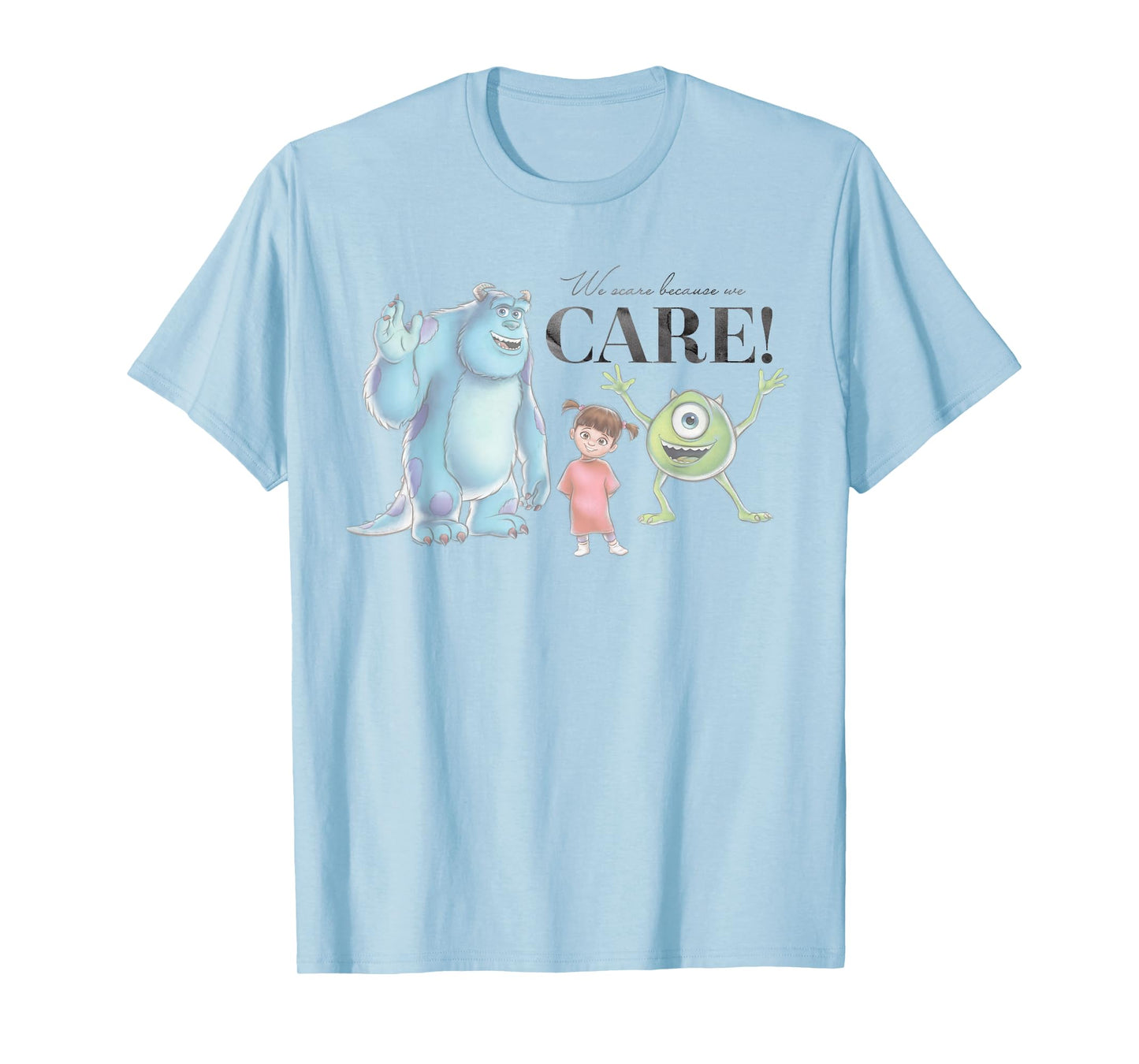 Disney 100 and Pixar's Monsters Inc We Scare Because We Care T-Shirt