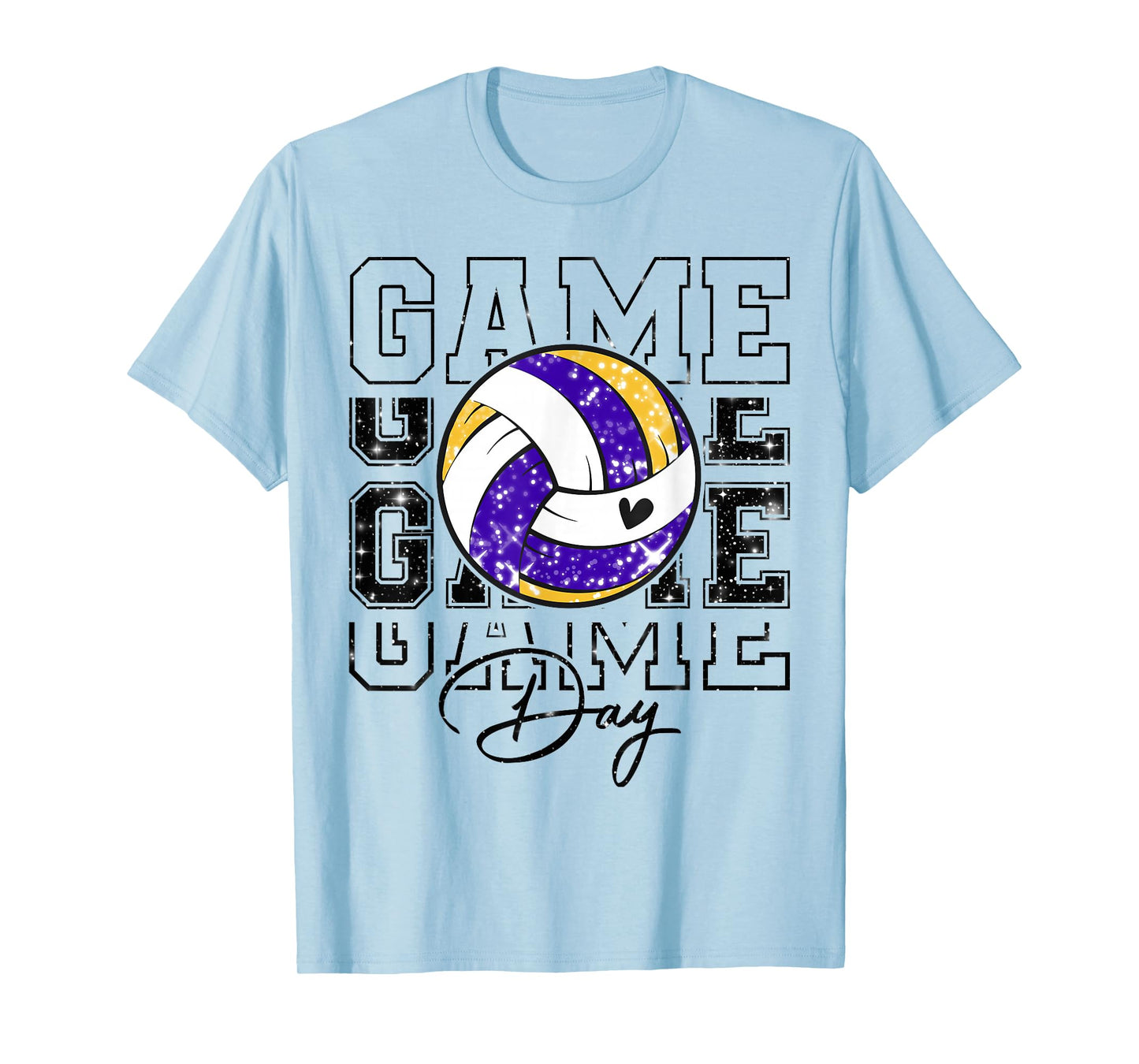 Volleyball Game Day Girls Volleyball Mom Purple & Gold T-Shirt