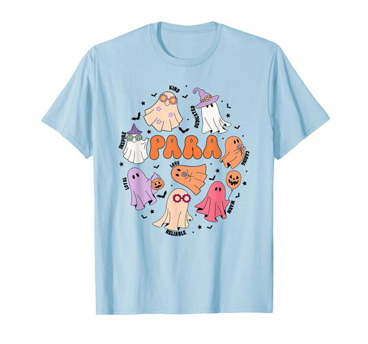 Groovy PARA Ghosts Retro Parapro Halloween Paraprofessional T-Shirt