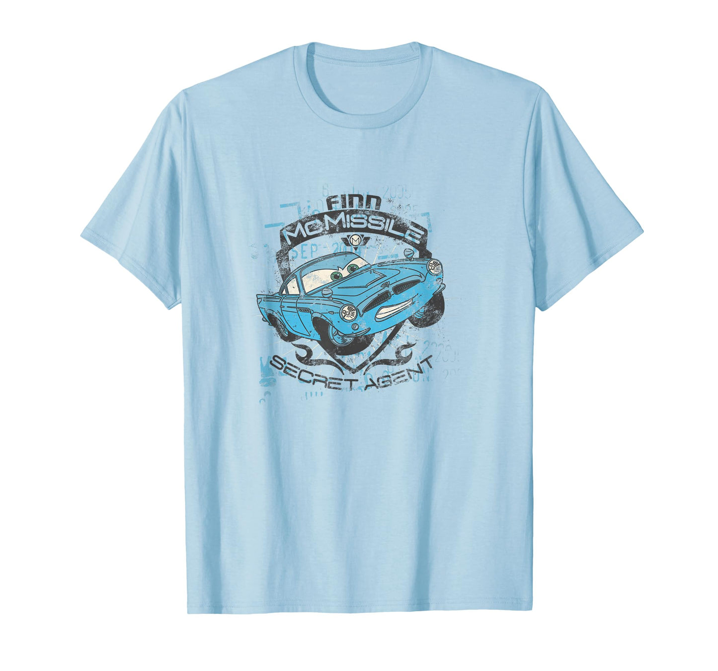 Disney Pixar Cars 2 Finn McMissile Secret Agent Distressed T-Shirt