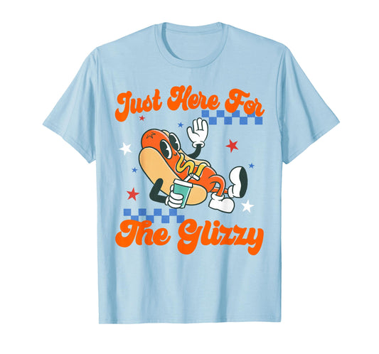 Retro Hot Dog I'm Just Here For The Glizzy Happy 4th of July T-Shirt
