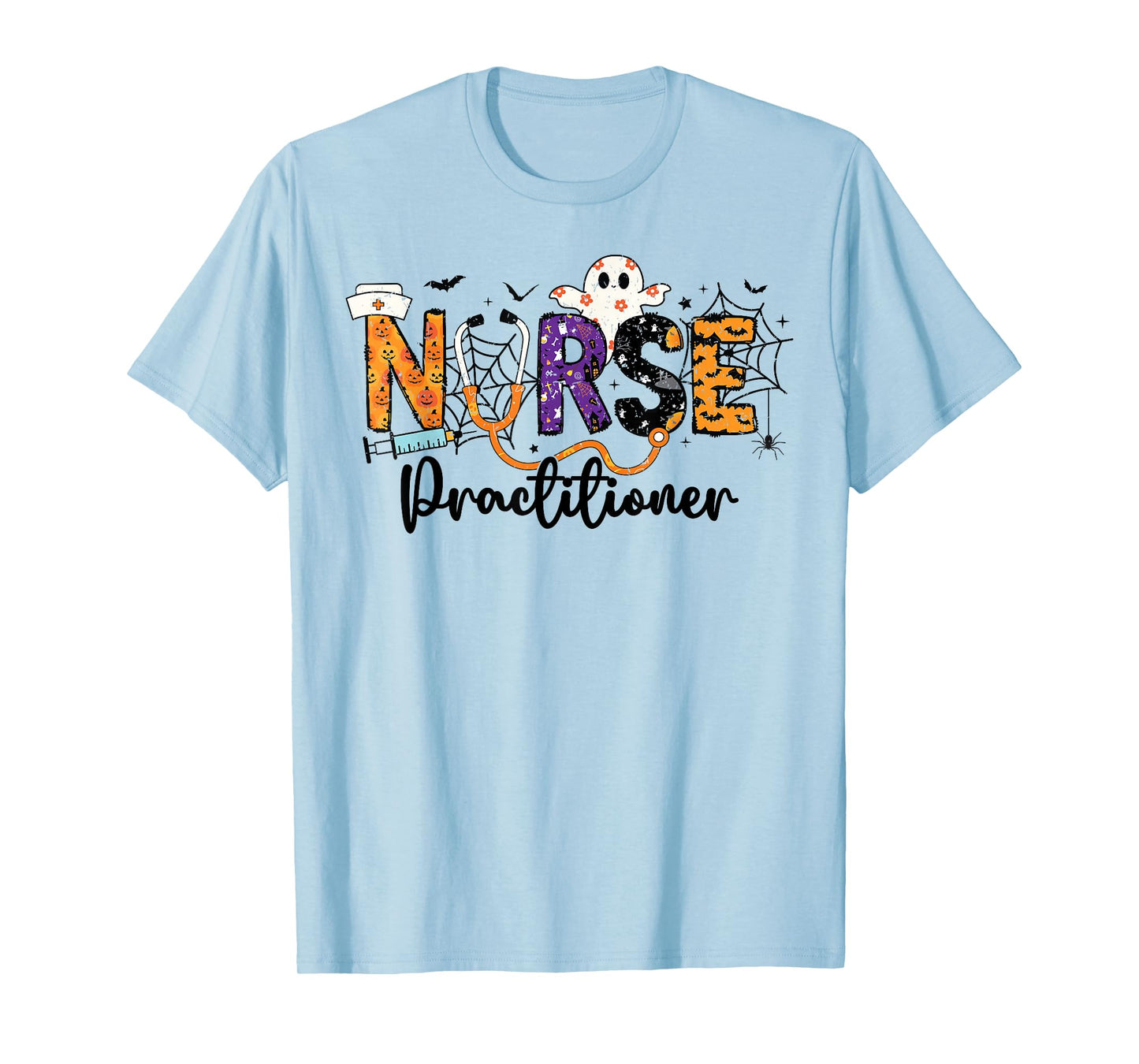 Practitioner Nurse NP Ghost Halloween Nursing Women Girls T-Shirt