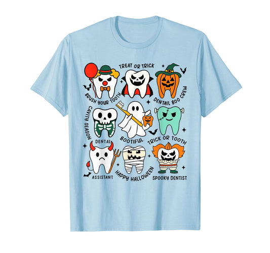 Funny Cute Dental Hygiene Monsters Teeth Squad Halloween T-Shirt