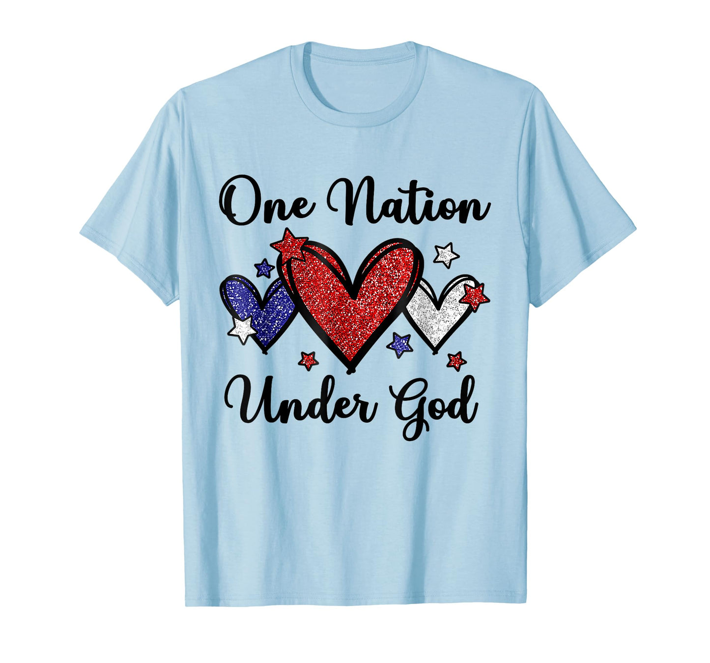 One Nation Under God Heart 4th Of July Patriotic Christian T-Shirt for Women Men