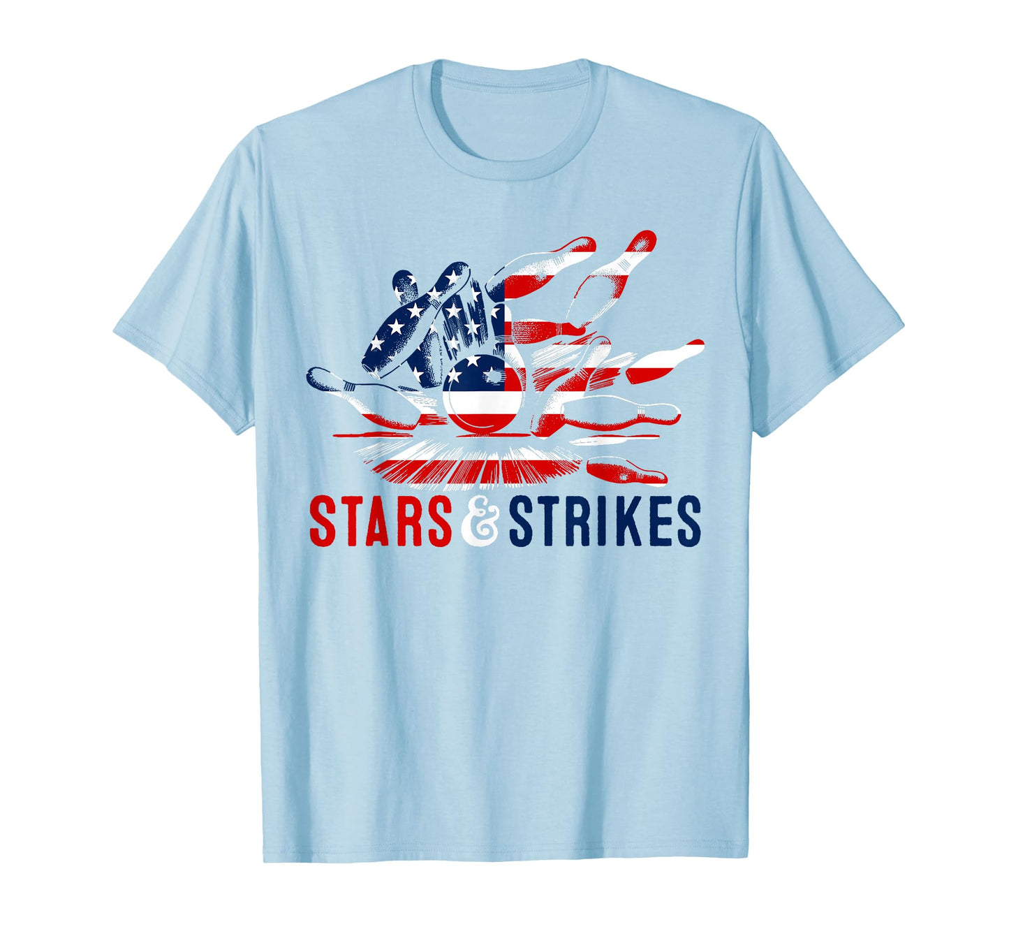 4th of July Bowling Pun | Retro Stars & Strikes Bowling T-Shirt