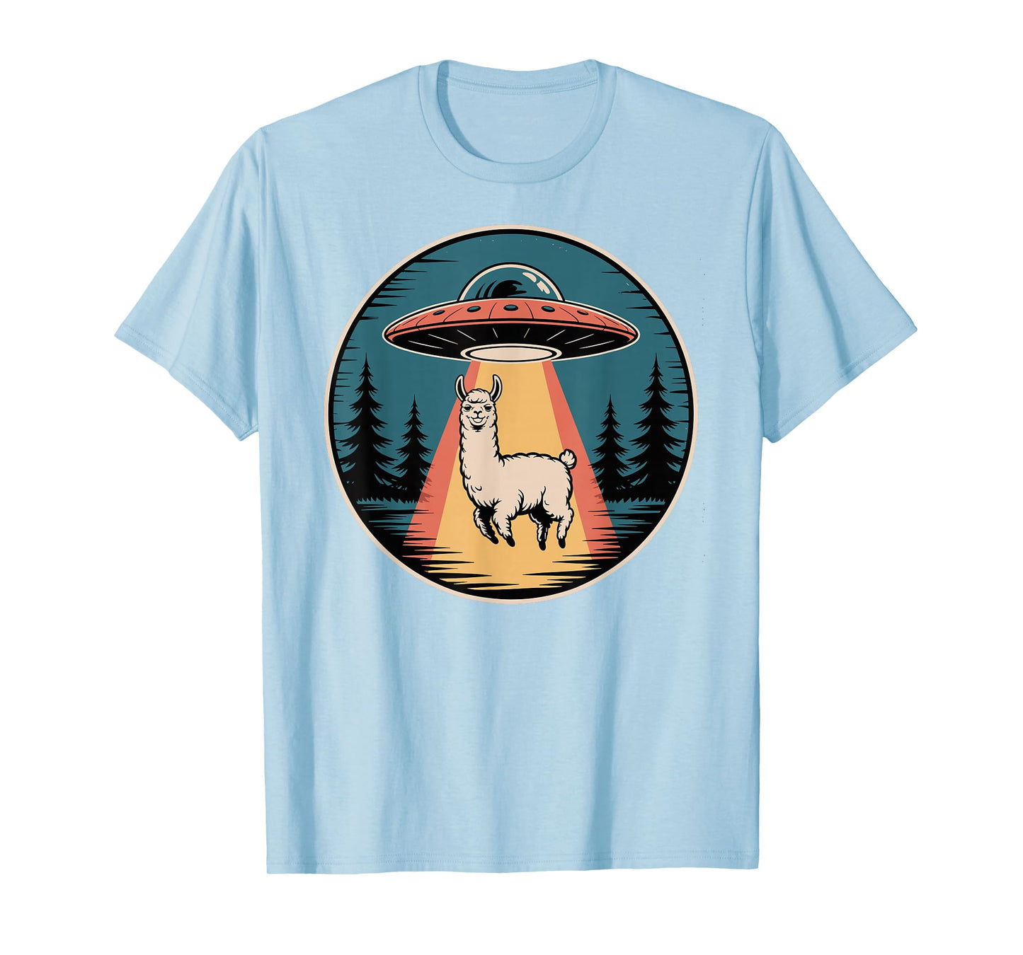 Funny Llama Alien Abduction UFO T-Shirt
