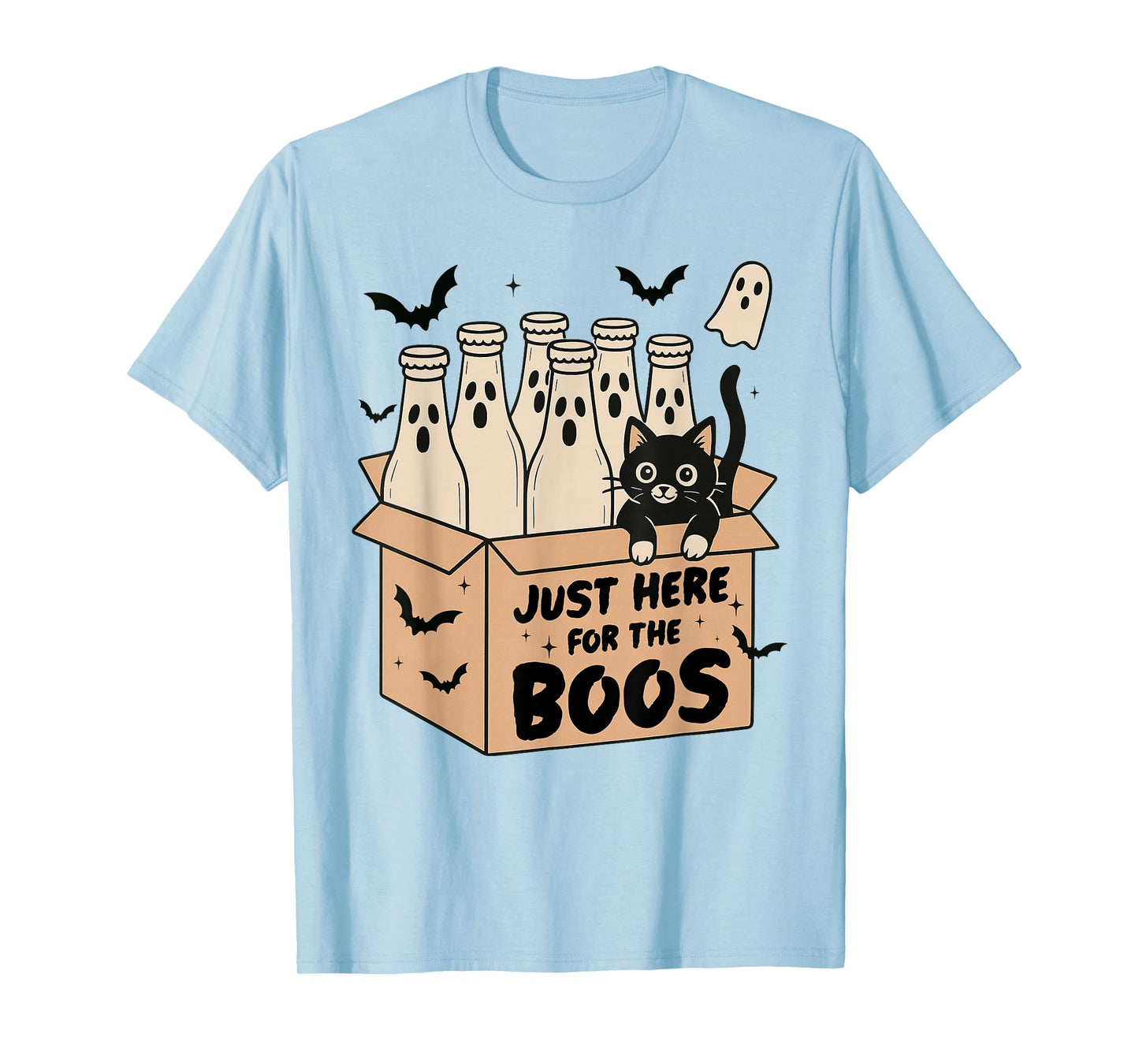 I'm Just Here For The Boos Retro Funny Cat Ghost Halloween T-Shirt
