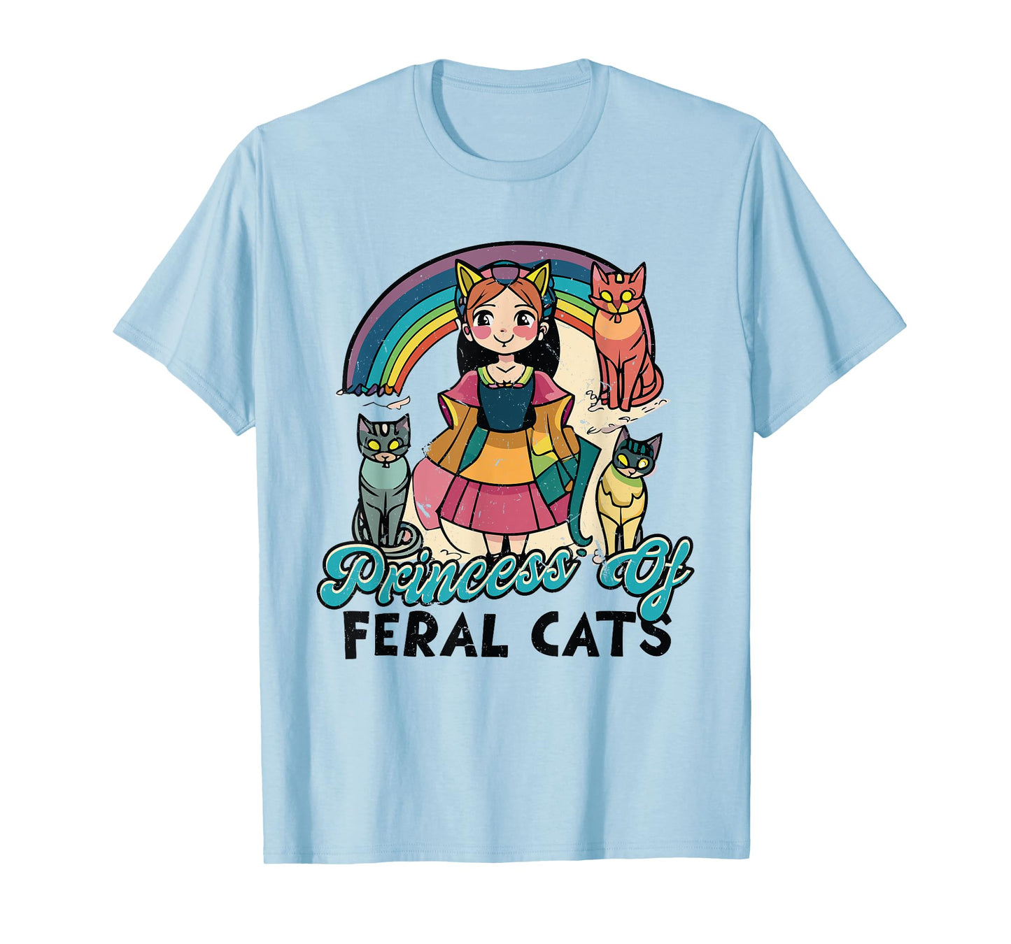 Anime Princess Of Feral Cats Manga Otaku Cat Kitten Lover T-Shirt