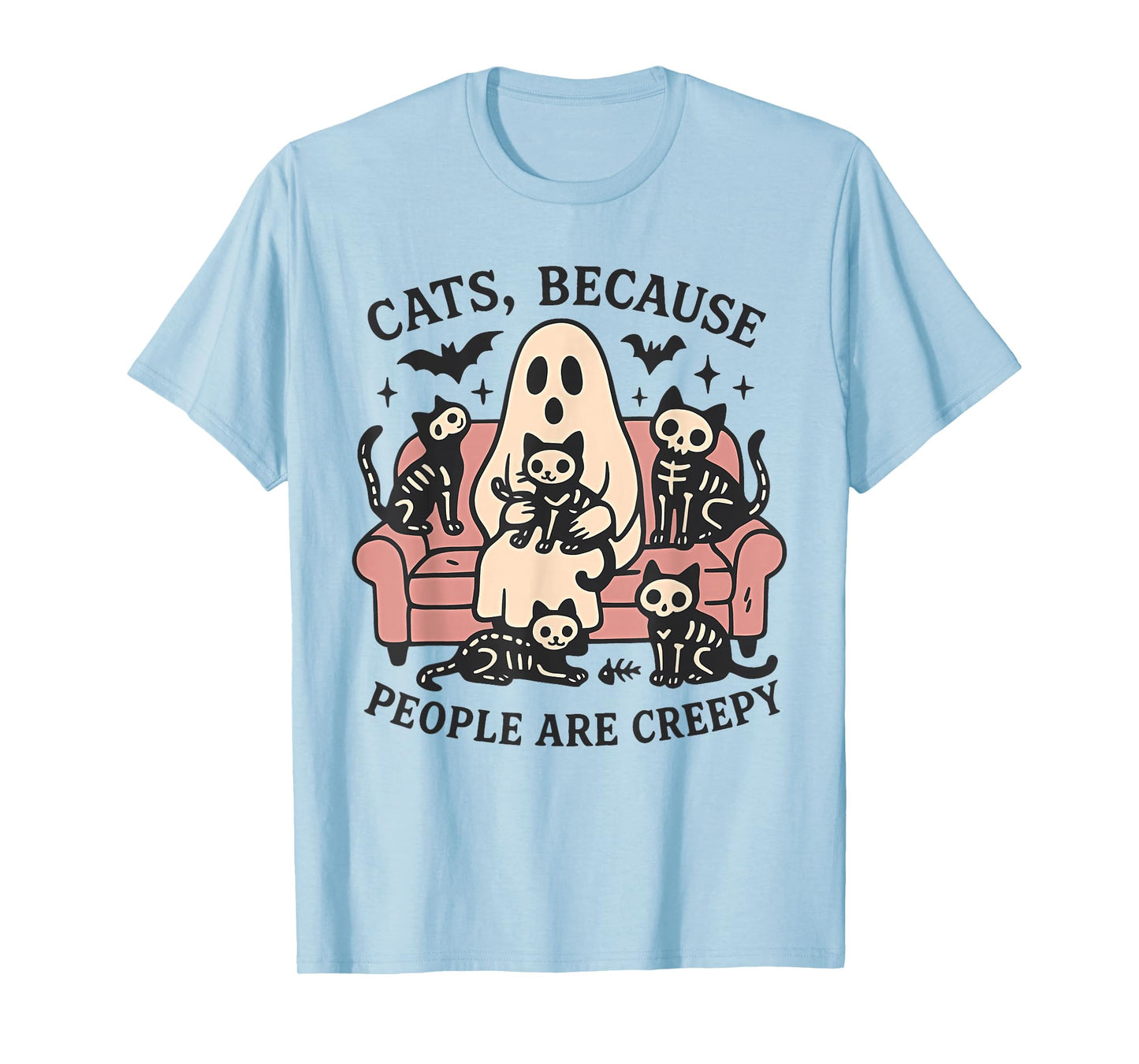 Cats Because People are Creepy Cute Ghost and Cats Halloween T-Shirt