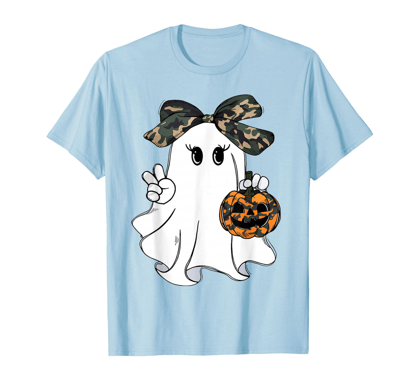 Camo Boo Ghost Camouflage Pumpkin Spooky Hunting Season T-Shirt