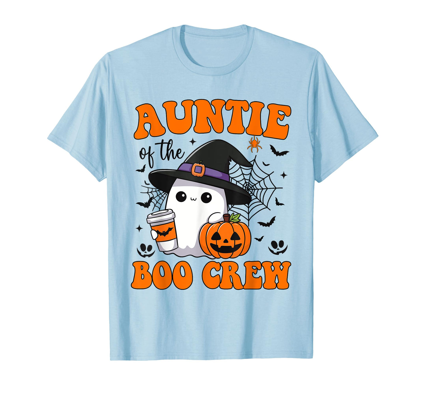 Auntie Boo Crew Groovy Ghost Matching Family Halloween T-Shirt