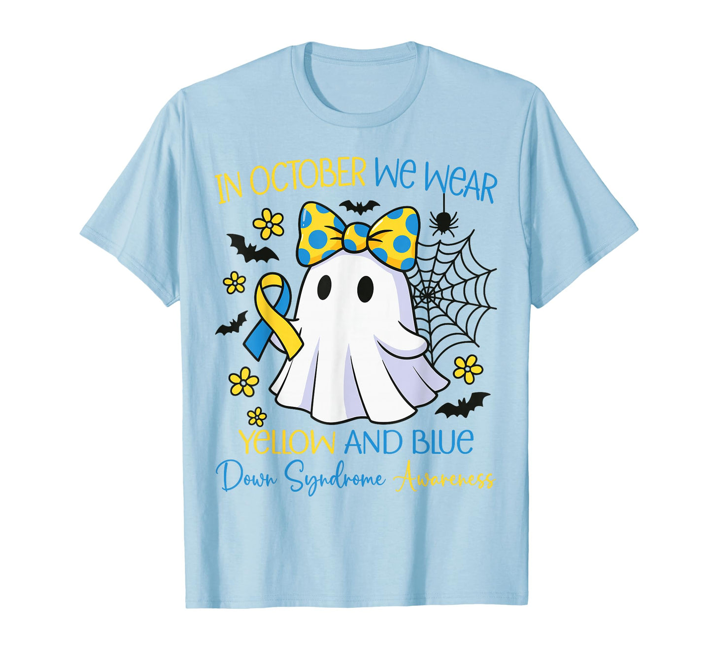 in October We Wear Yellow and Blue Down Syndrome Awareness T-Shirt