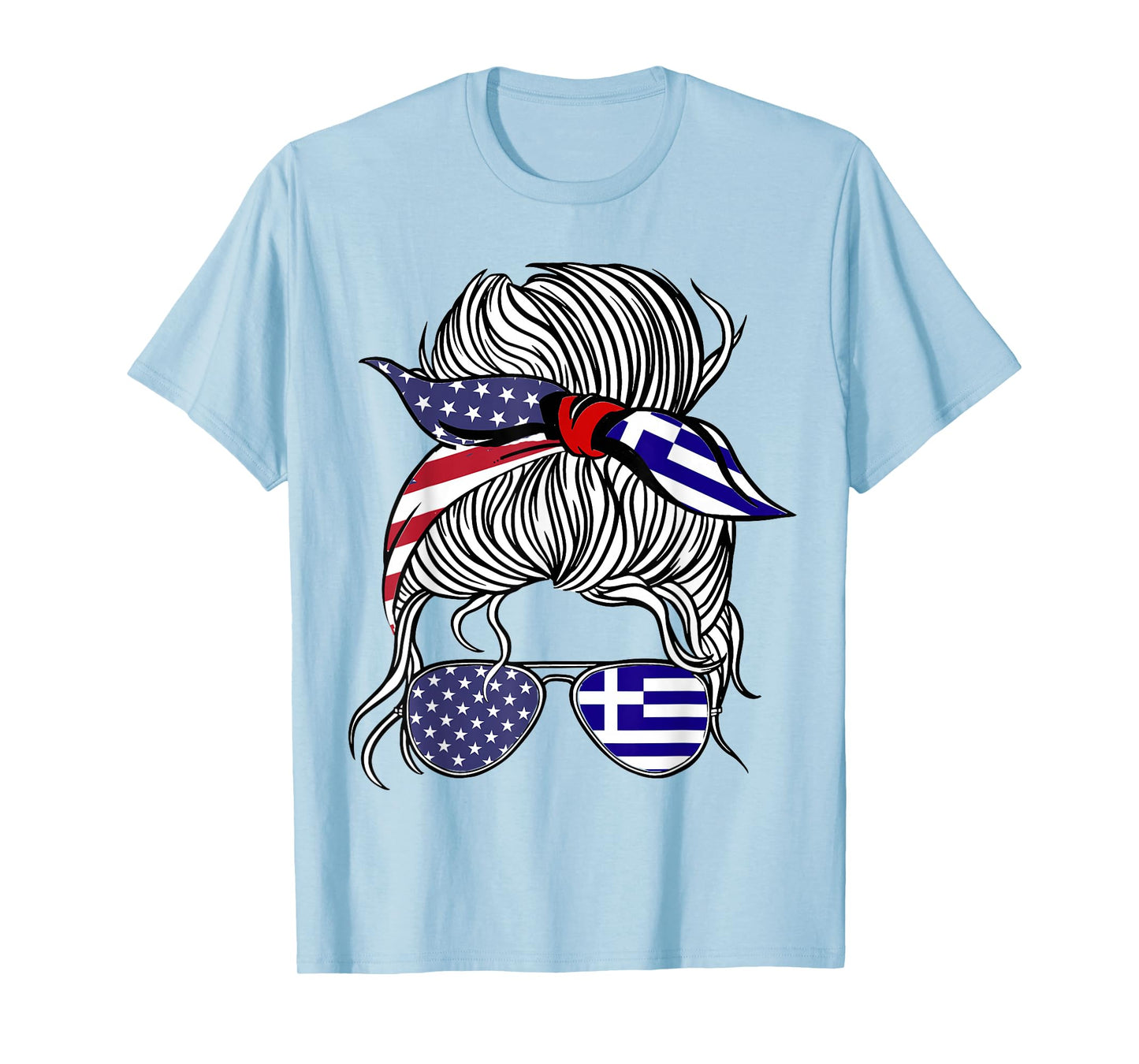 American Greek Patriot Flag Women Girl Greece Grown T-Shirt