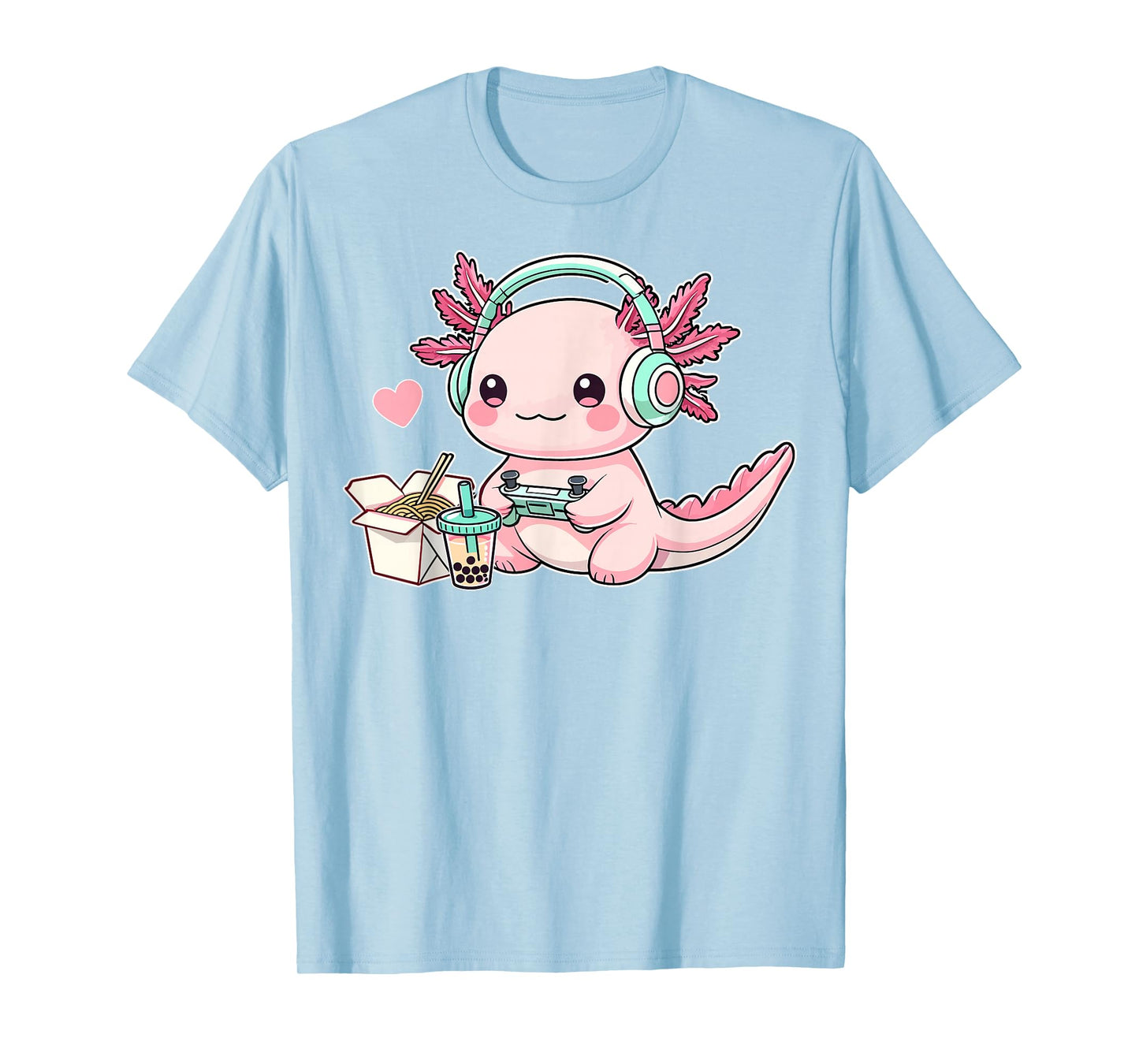 Chibi Axolotl Lover Headphone Gamer Cute Axolotl Graphic T-Shirt