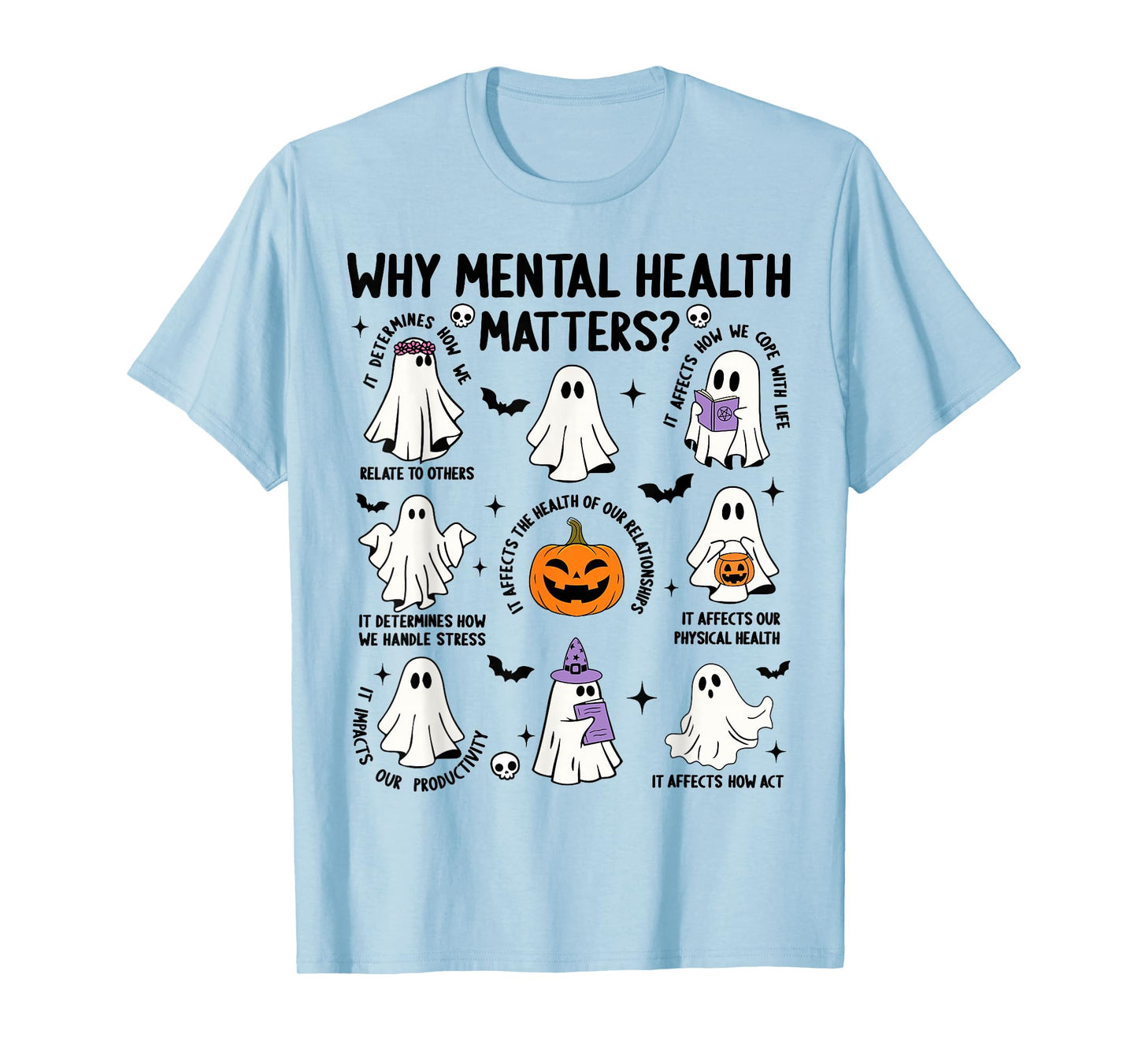 Why Mental Health Matters Halloween Ghost Boo Therapist Cute T-Shirt