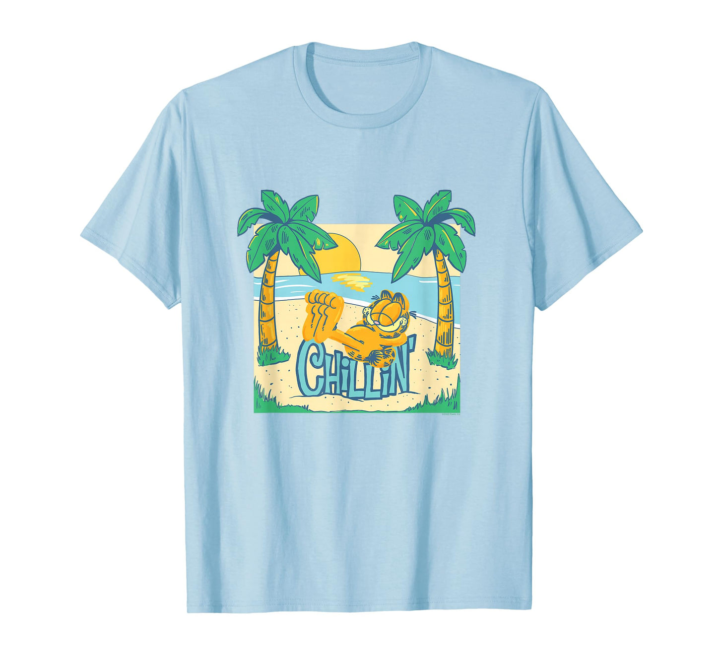 Garfield Chillin' at the Beach Summertime Cartoon Cat T-Shirt