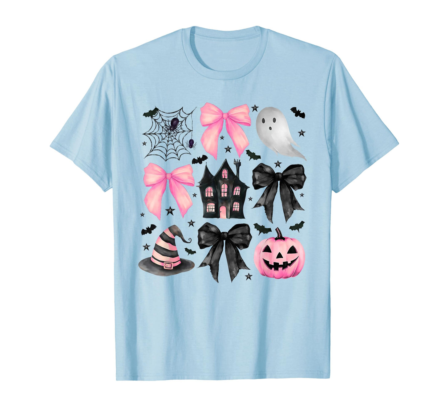 Funny Ghost Happy Halloween Coquette Bow Witch Spooky Season T-Shirt