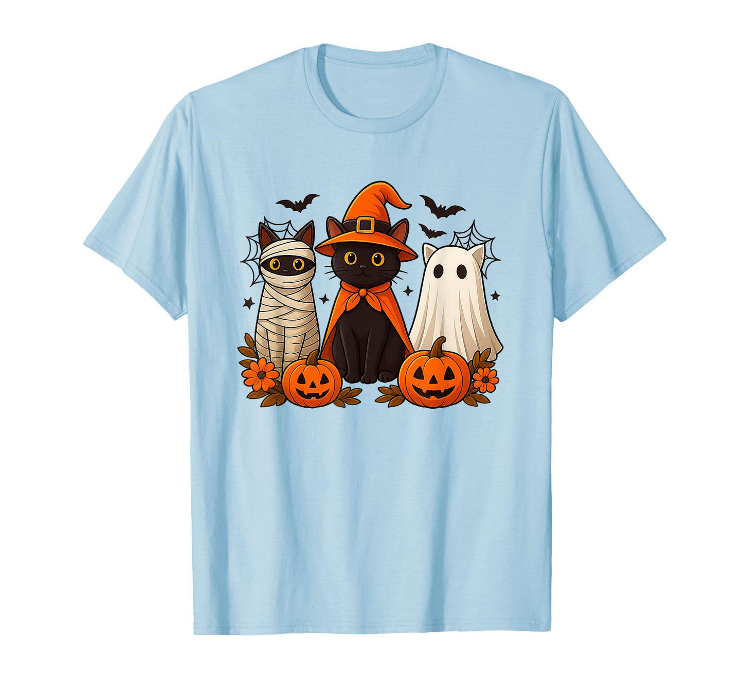 Halloween Black Cat Witch Scary Pumpkin Women Men Kids T-Shirt