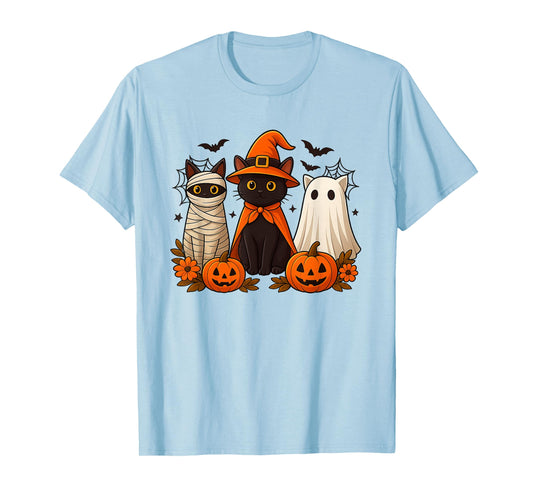 Halloween Black Cat Witch Scary Pumpkin Women Men Kids T-Shirt