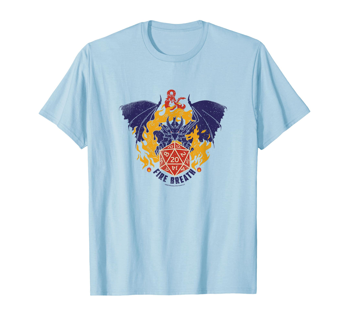 Dungeons & Dragons Fire Breath Dragon Flames Dice Logo T-Shirt