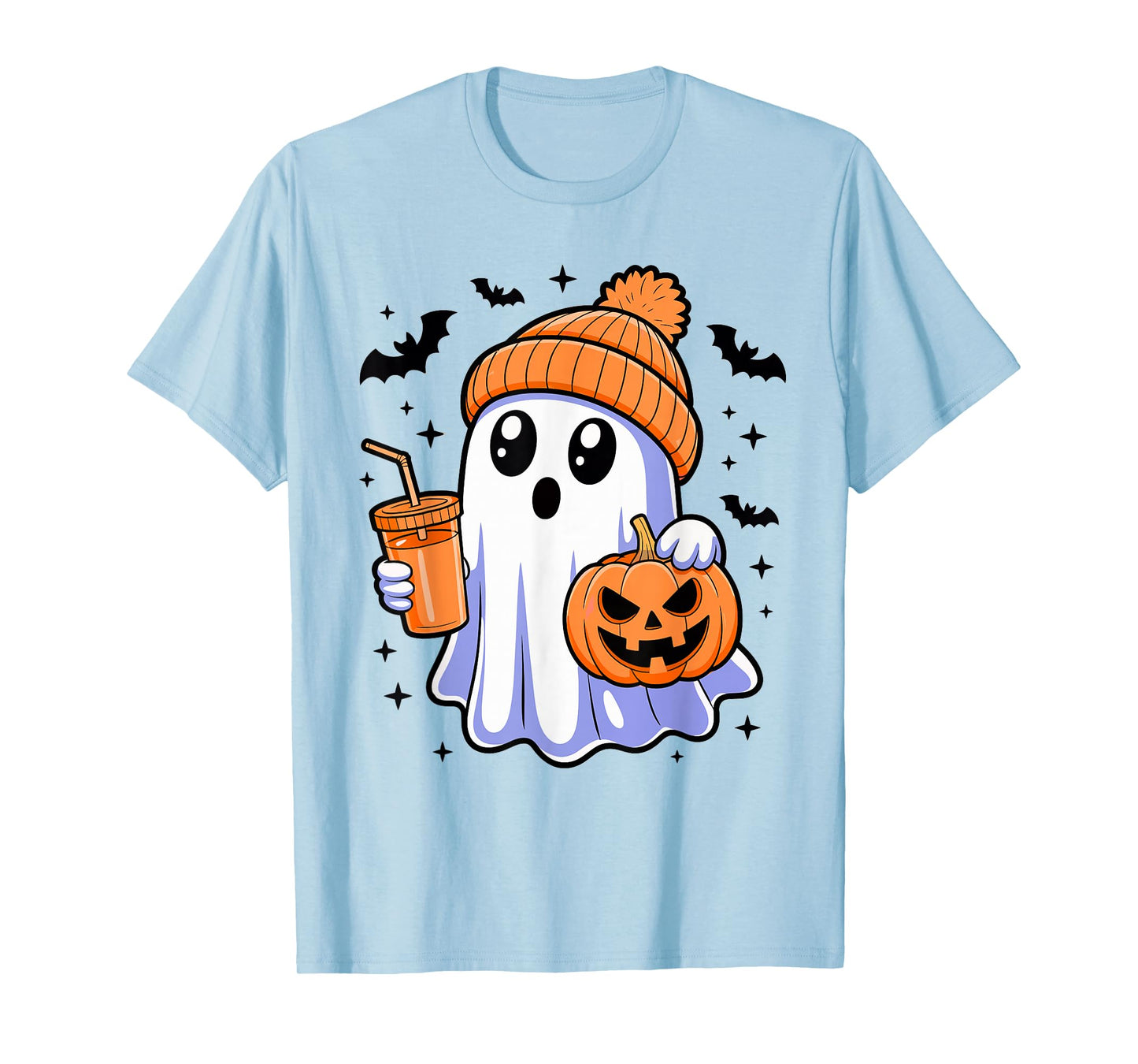 Ghost Drinking Coffee Halloween Costume Funny Coffee Lover T-Shirt