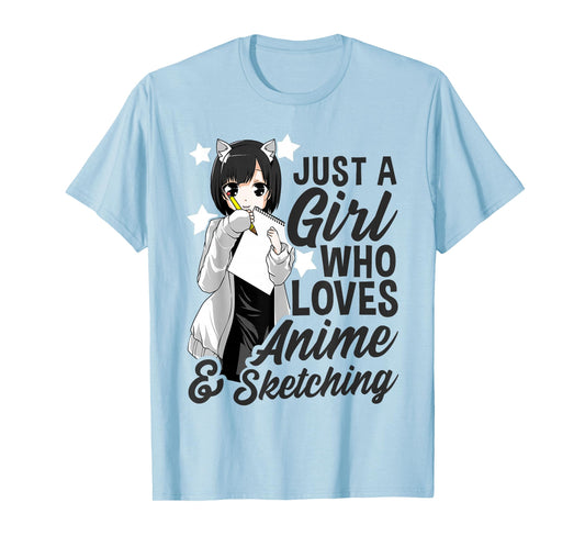 Just A Girl Who Loves Anime and Sketching Drawing Anime Kids T-Shirt