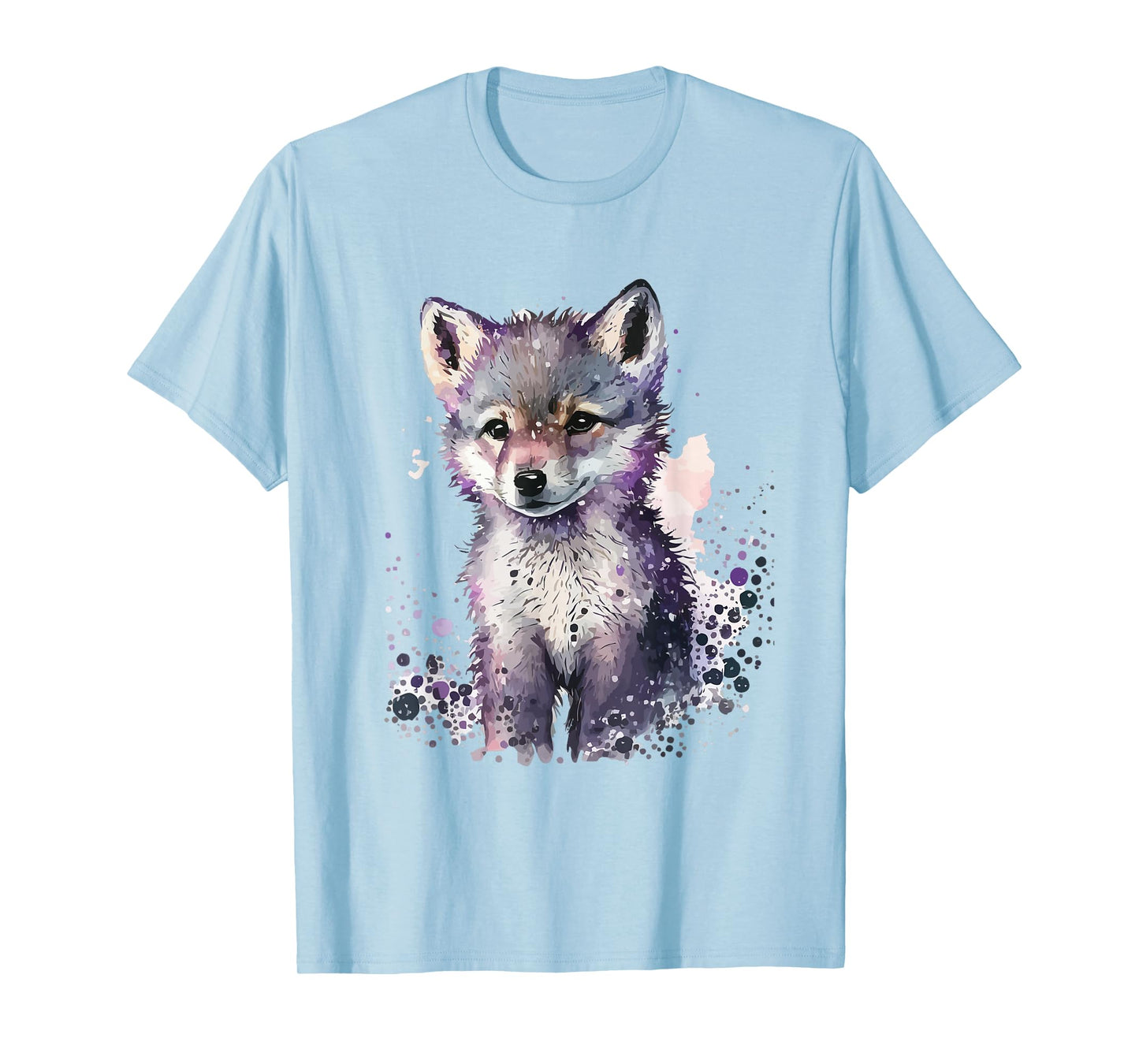 Wolf Puppy Animal Print Art Men Women Watercolor Wolf Pup T-Shirt