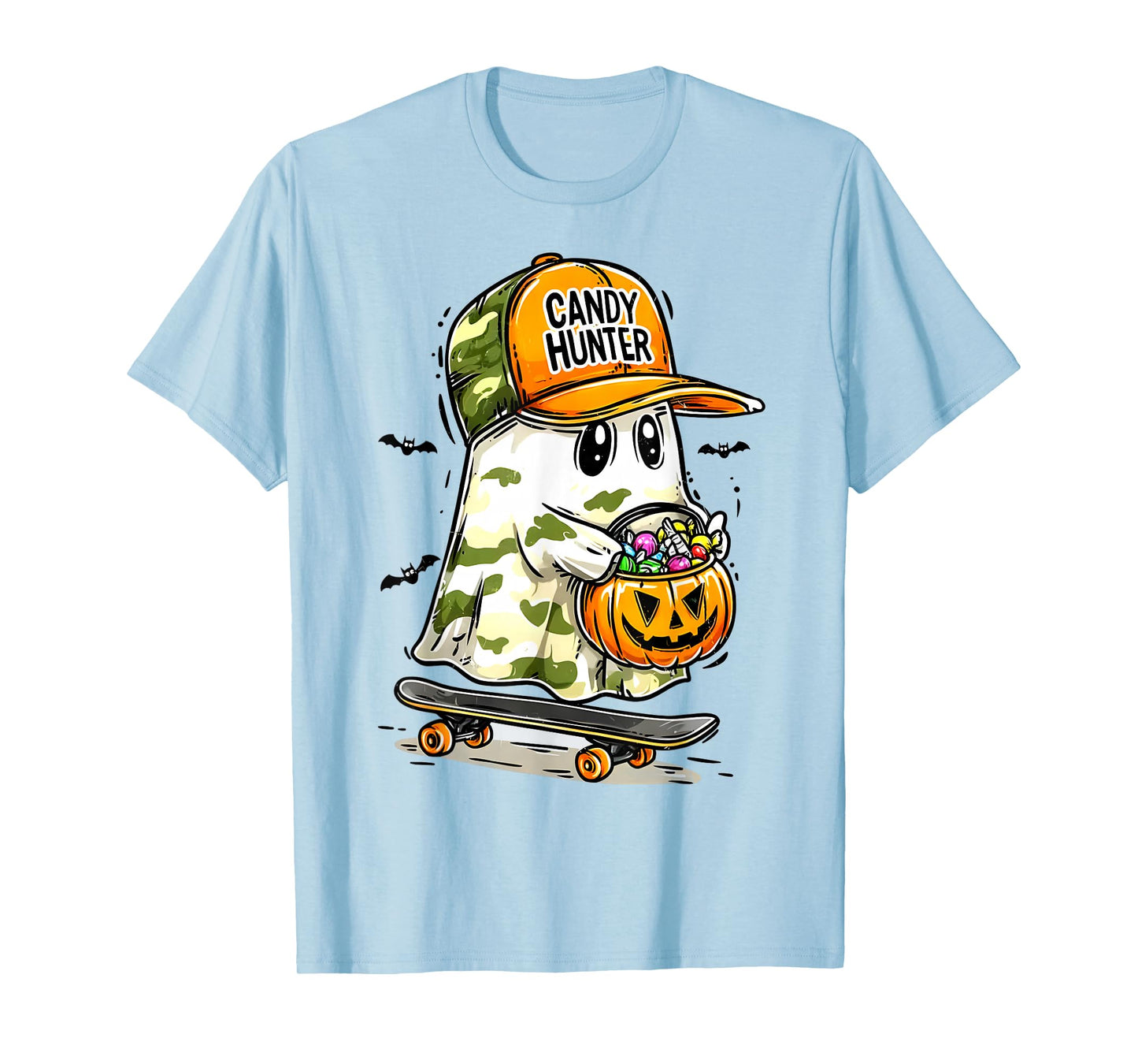 Halloween Candy Hunter Camouflage Camo Ghost Boy Girl Kid T-Shirt