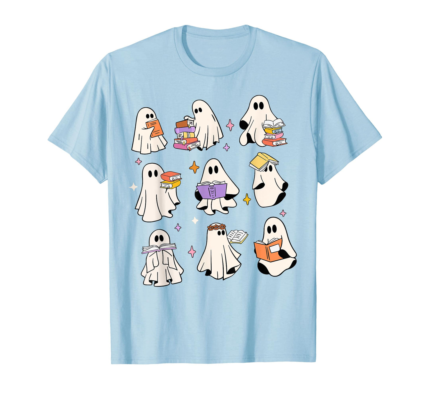 Vintage Halloween Reading Ghost Autumn Shirt Fall Spooky Tee T-Shirt
