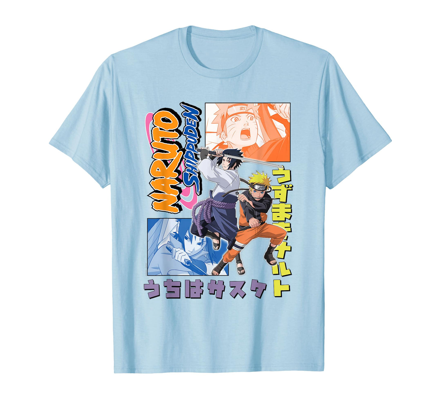 Naruto Shippuden Naruto Sasuke Kanji Collage Anime T-Shirt