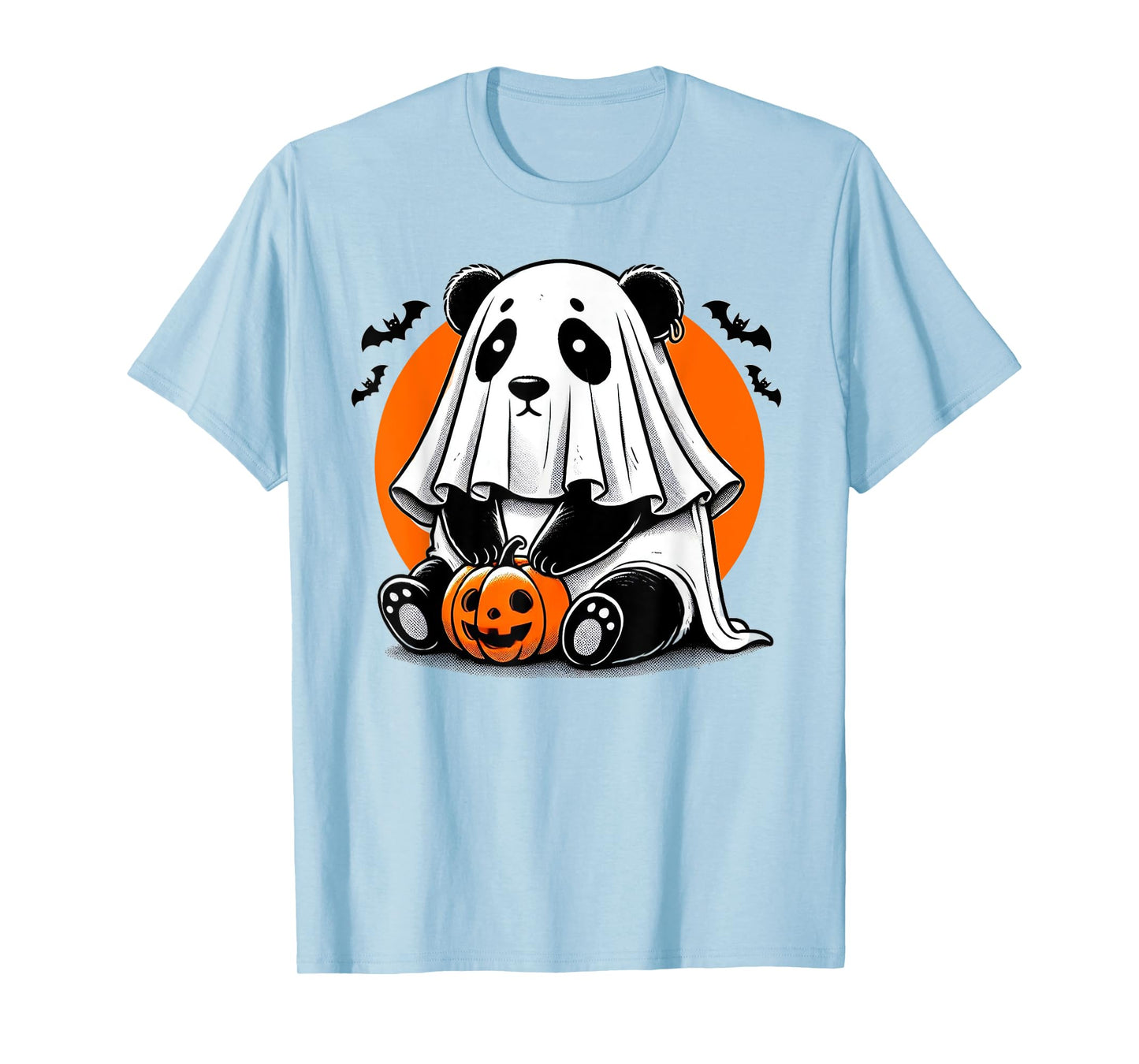 Spooky Panda Wearing A Ghost Halloween Costume Funny Horror T-Shirt