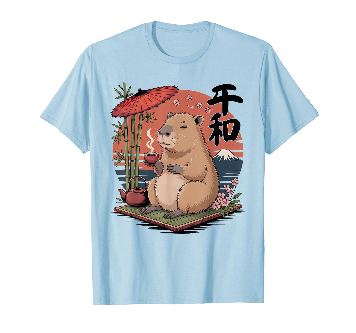 Cute Capybara Tea Vintage Graphic Tee Japanese Kawaii Anime T-Shirt