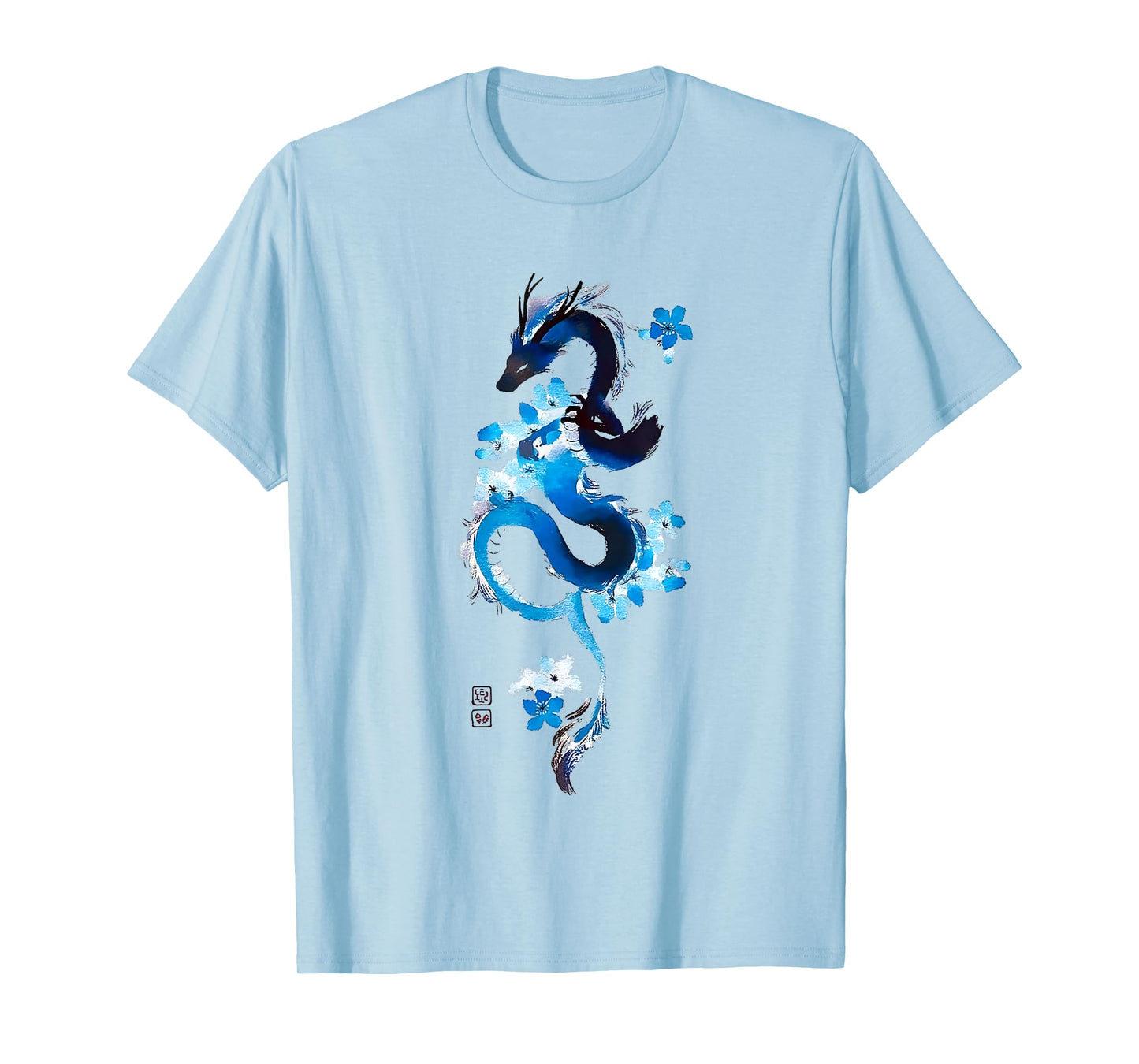 Cherry Blossom Japanese Dragon Asian Retro 80’s Style T-Shirt