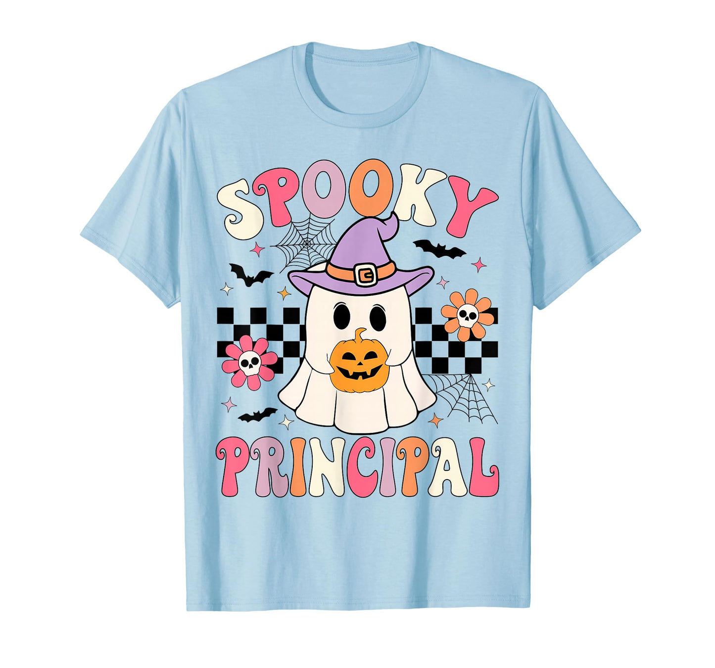 Groovy Spooky Principal Ghost Pumpkin Halloween Principal T-Shirt