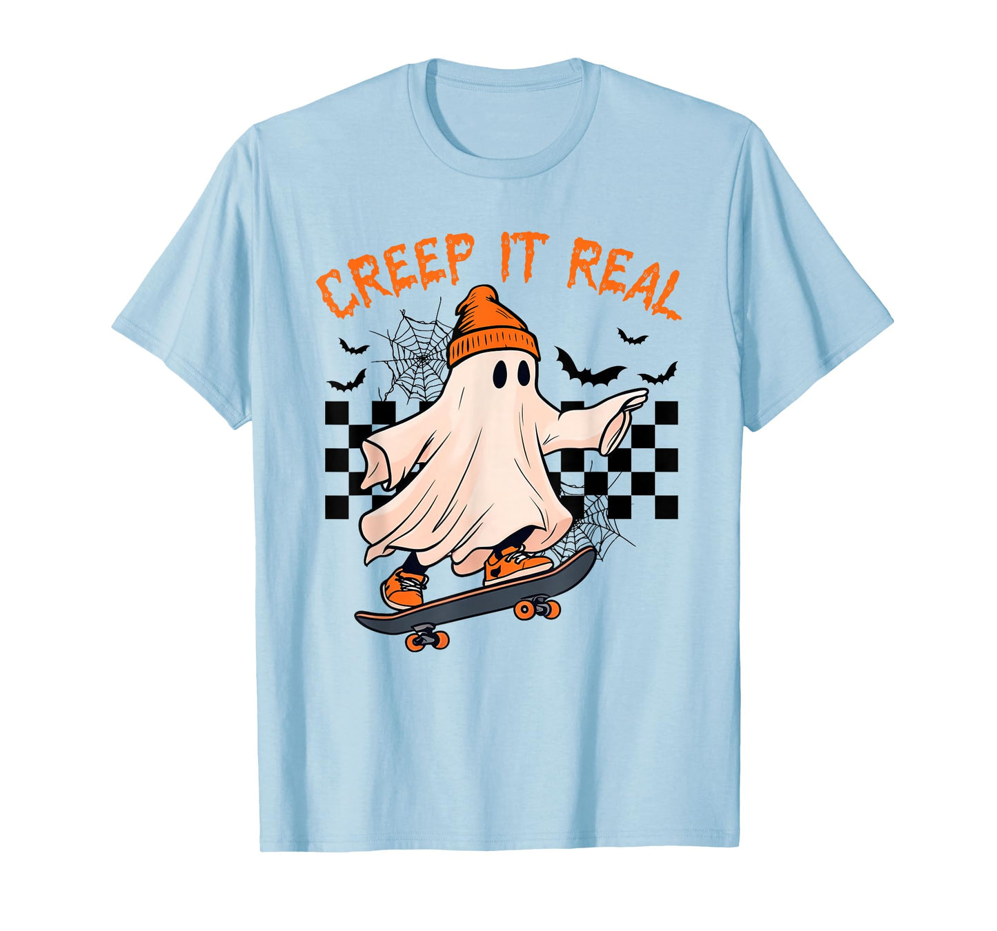 Creep It Real Ghost Skater Halloween Costume Men Boys Kids T-Shirt