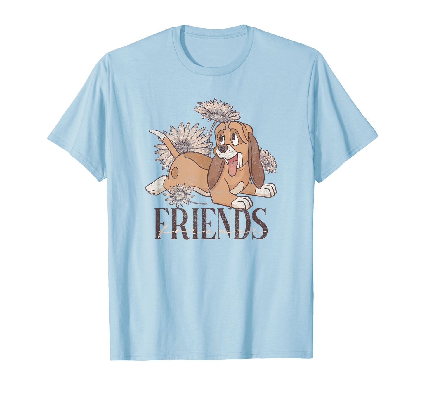 Disney The Fox and The Hound Friends Forever Floral Logo T-Shirt