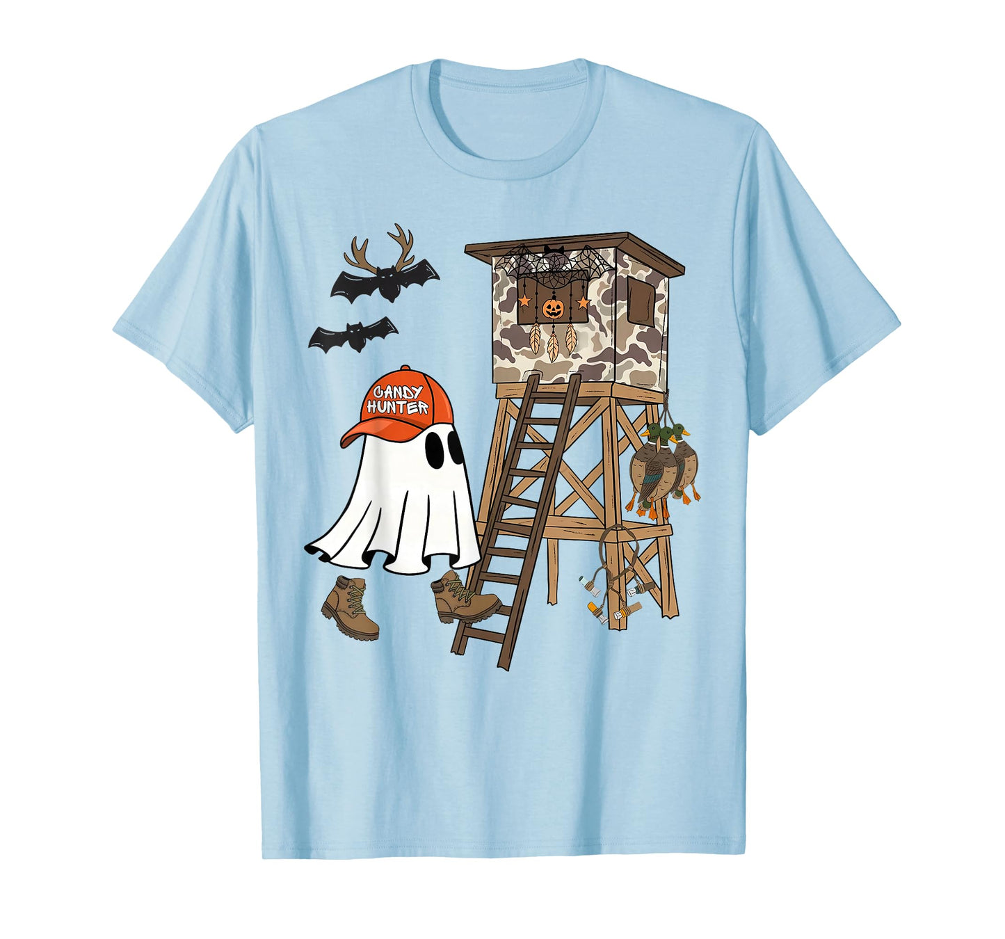 Candy Hunter Camo Ghost Boys Halloween Deer Duck Hunting T-Shirt