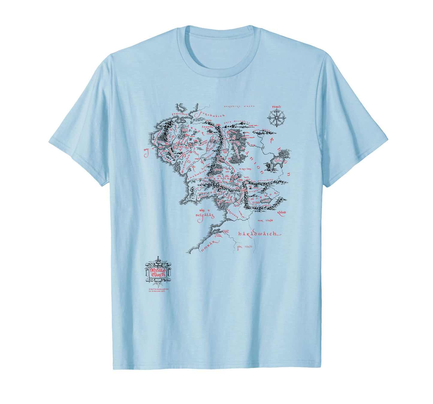 The Lord of The Rings Middle Earth Map Fantasy Movie T-Shirt