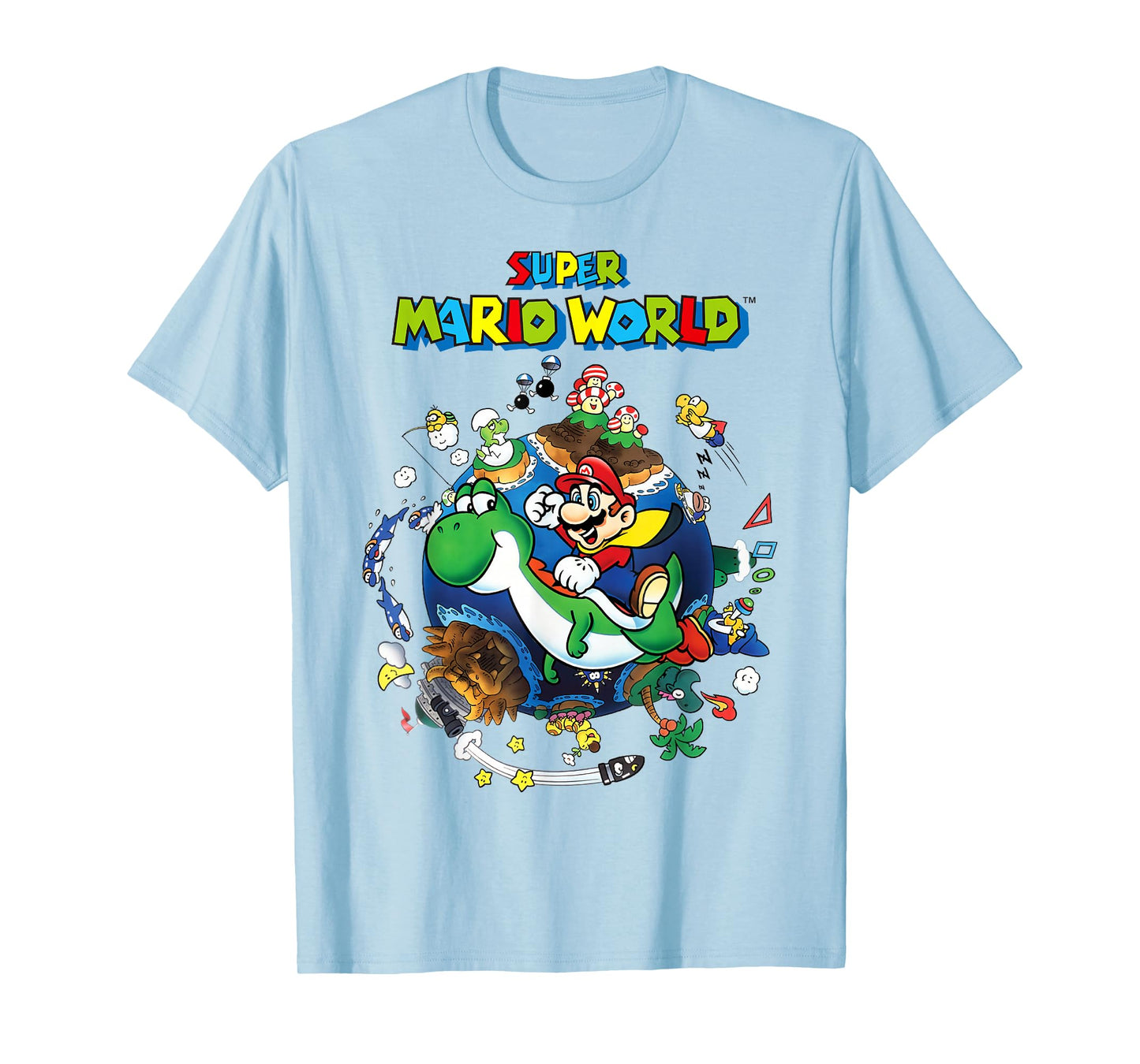 Super Mario World Yoshi & Mario Around The World T-Shirt