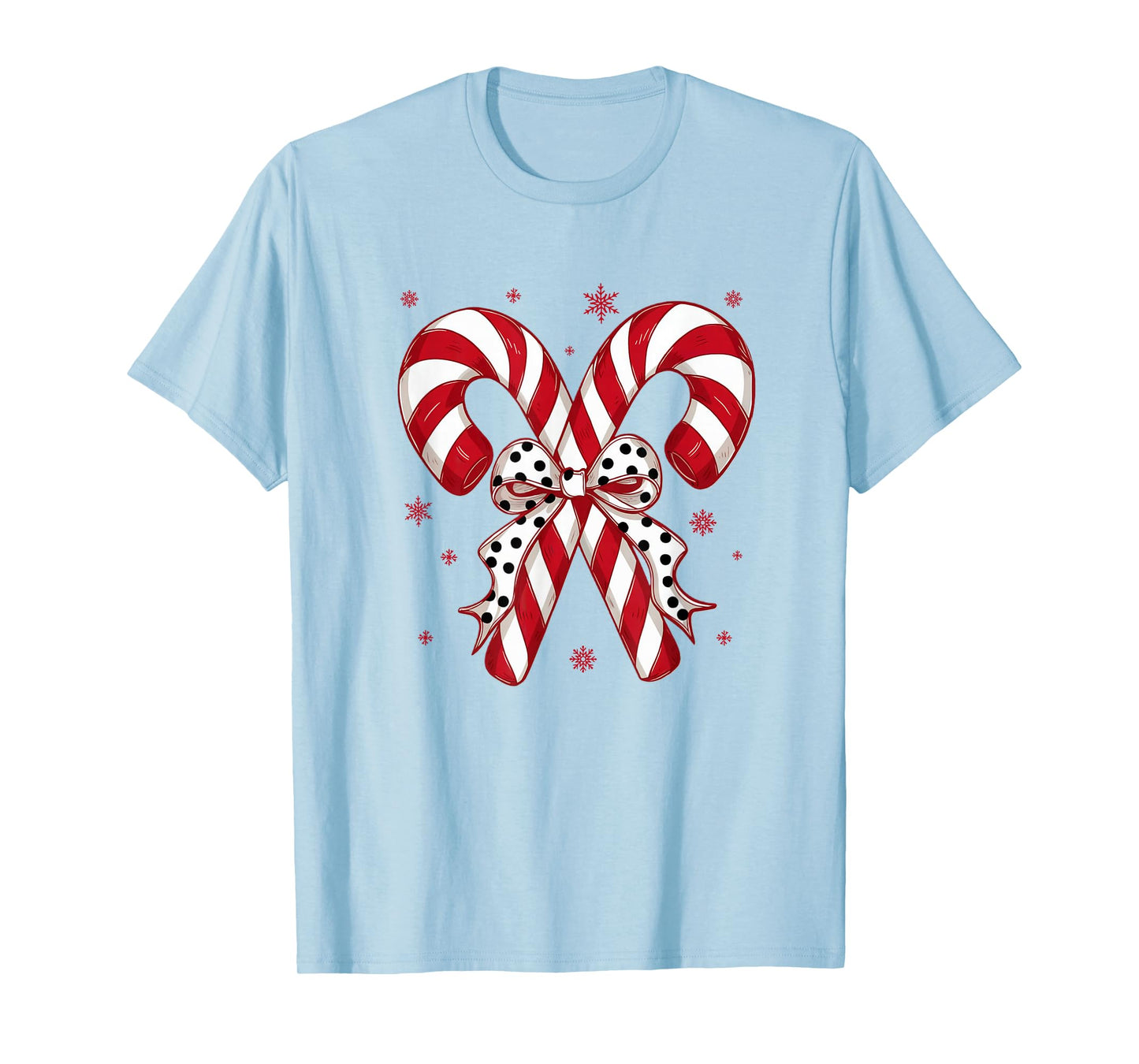 Retro Coquette Bow Candy Cane Christmas Season Women Girl T-Shirt