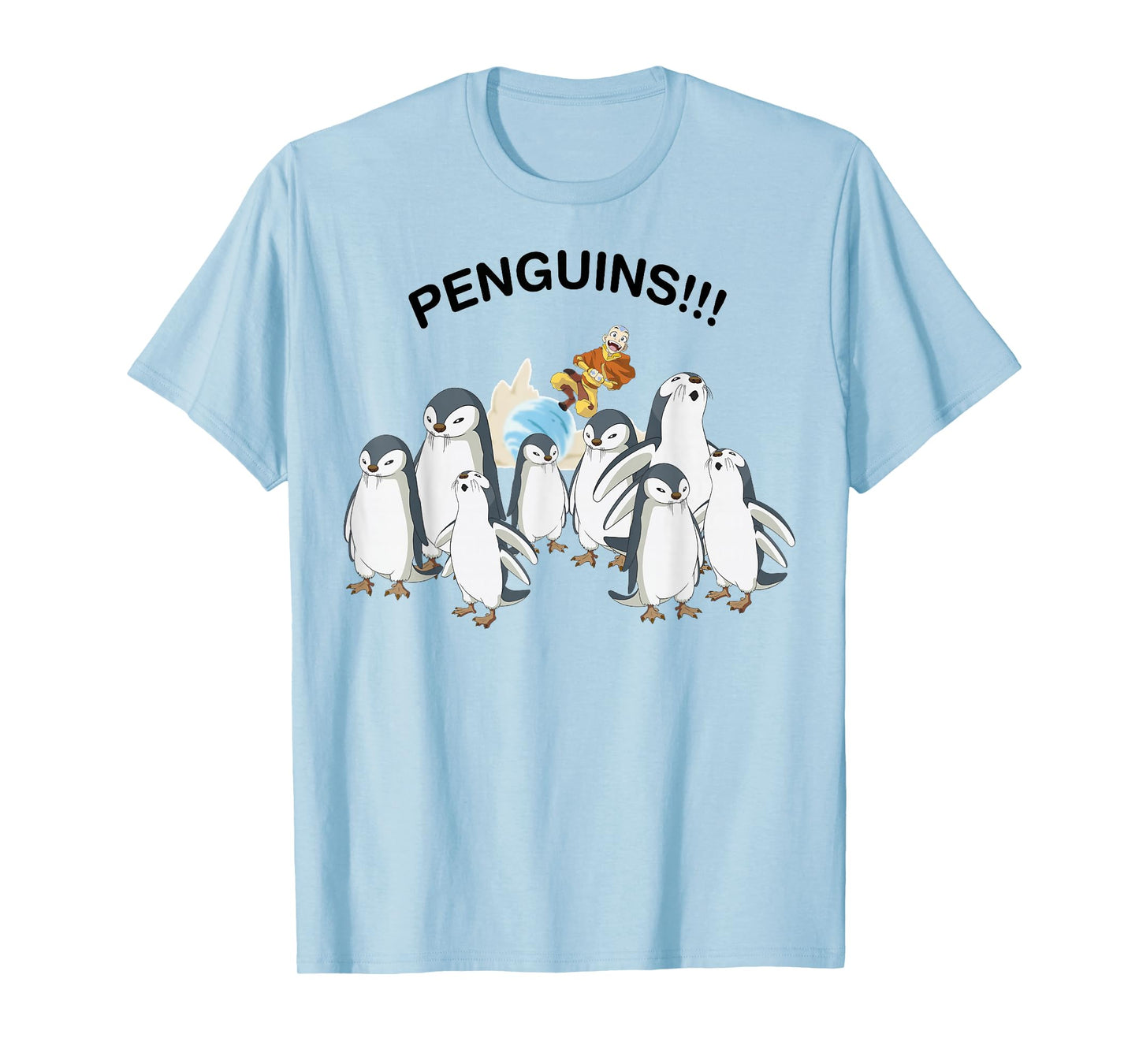Avatar: The Last Airbender Aang And Penguins!! Portrait T-Shirt