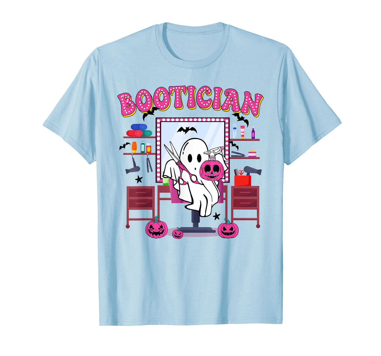 Bootician Halloween, Spooky Hair Stylist, Ghost Hair Dresser T-Shirt