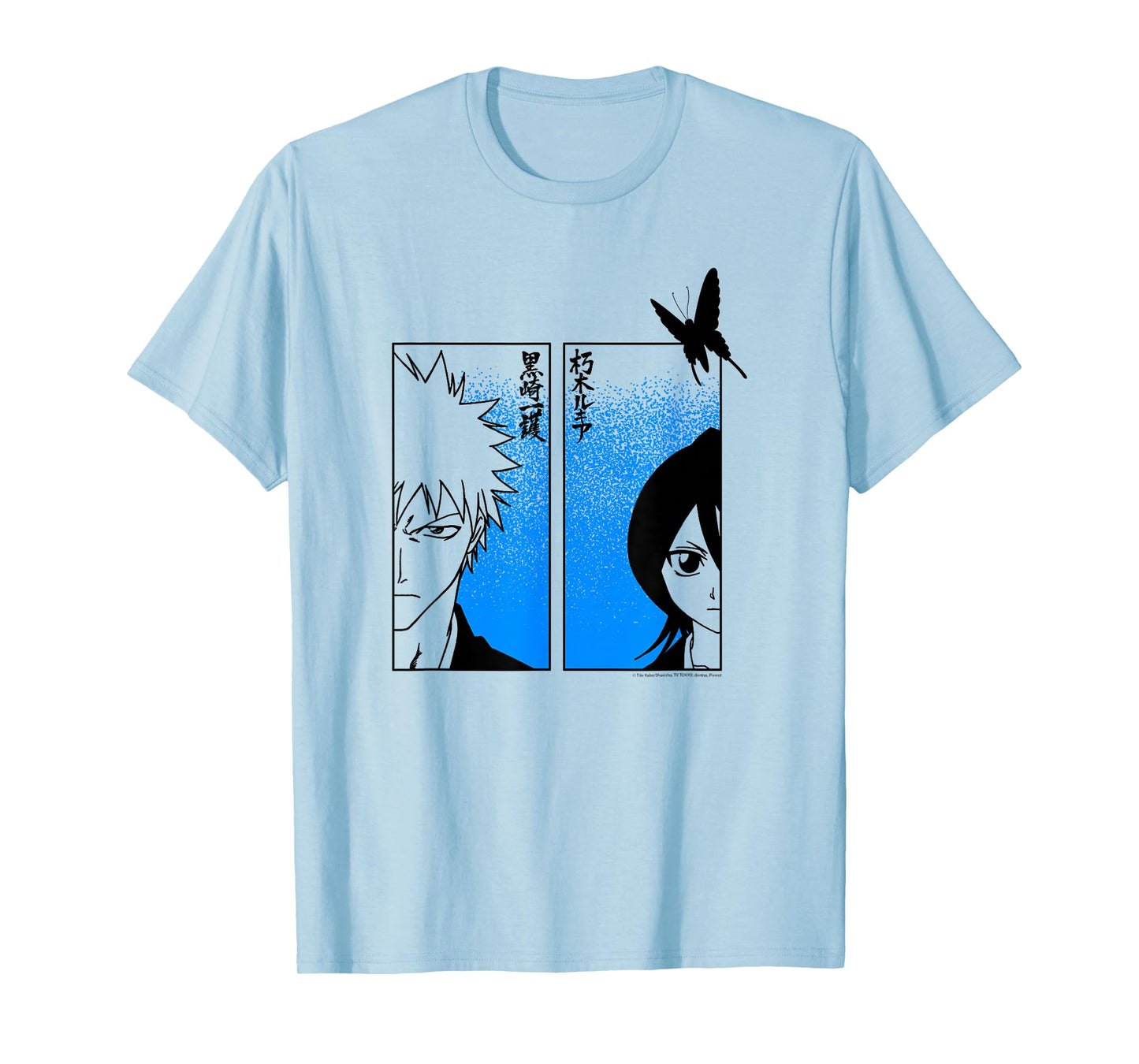 Bleach Ichigo & Rukia Half Faces with Jigokucho Anime T-Shirt