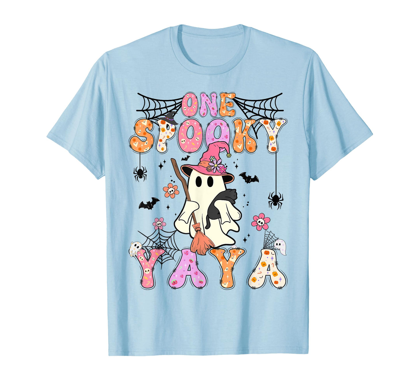 Groovy One Spooky Yaya Retro Halloween Cute Ghost T-Shirt