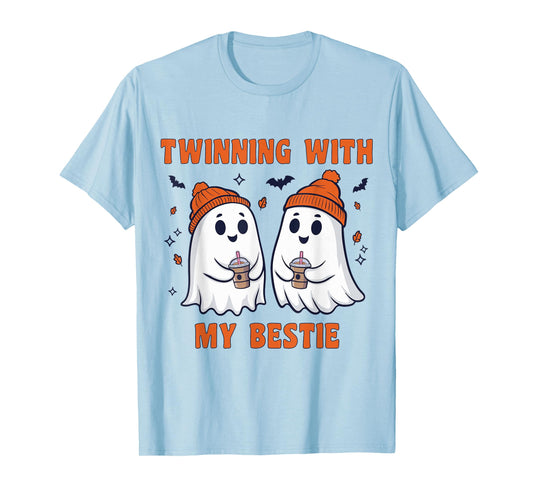 Twinning With My Bestie Ghost Coffe Lover Friends Halloween T-Shirt
