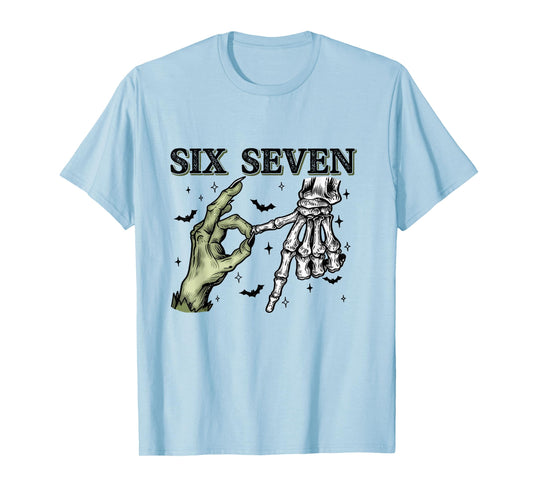 Six Seven 6 7 Halloween 67 Spooky Skeleton Monster Hands T-Shirt