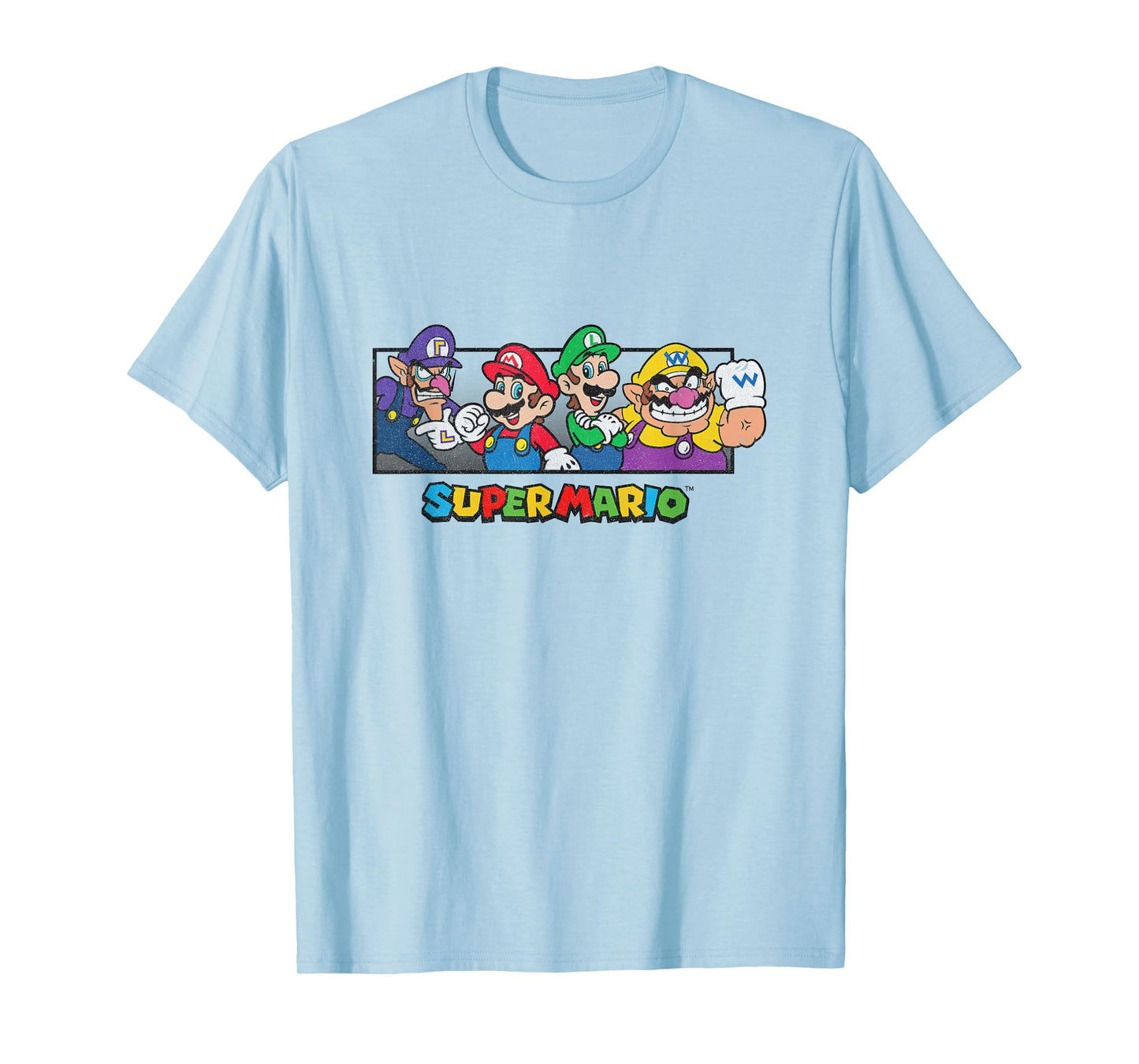 Super Mario Group Shot Mario Luigi Wario Waluigi Retro T-Shirt