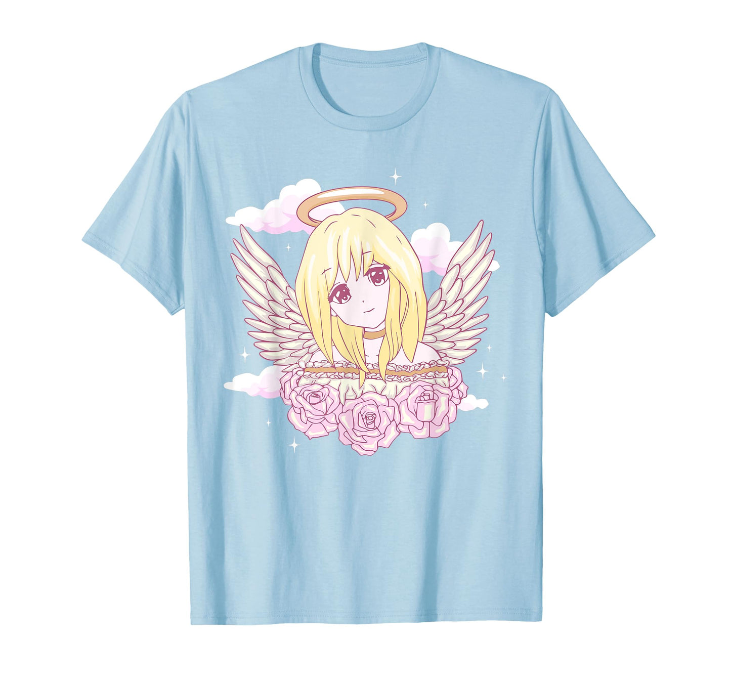 Angelcore Aesthetic Anime Girl Roses Angel Halo T-Shirt