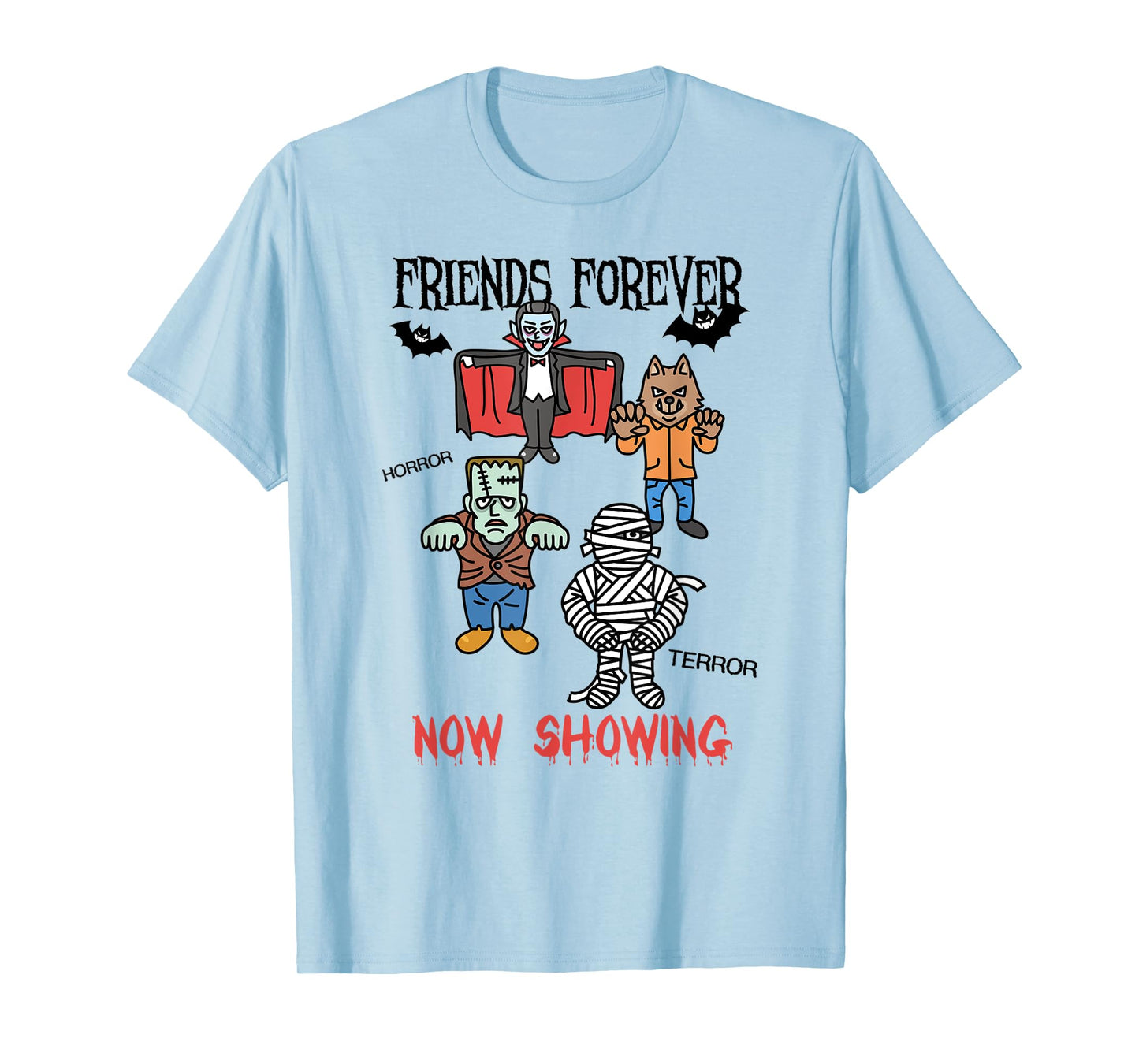 Dracula Frankenstein Mummy Werewolf Horror Movie Monsters T-Shirt