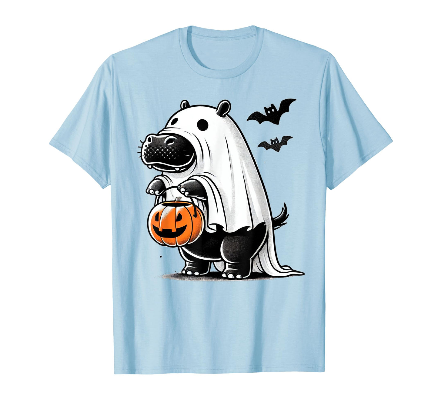 Funny Hippo Ghost Costume - Pumpkin Halloween Hippopotamus T-Shirt